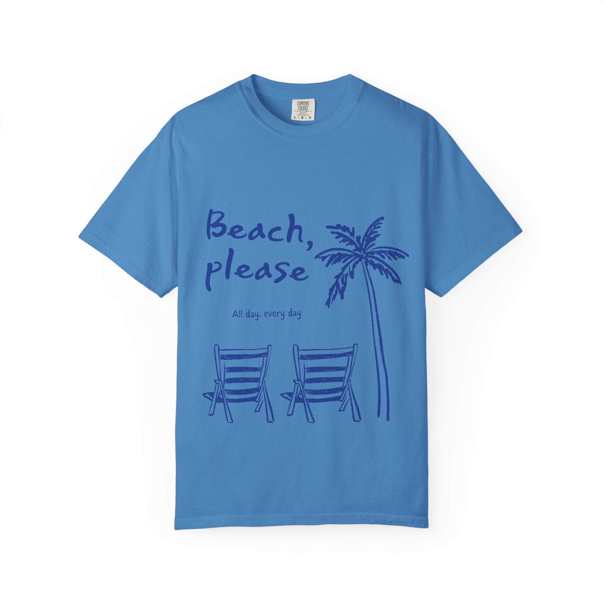 Beach Please T-Shirt — Palm Trees & Chairs Summer Tee