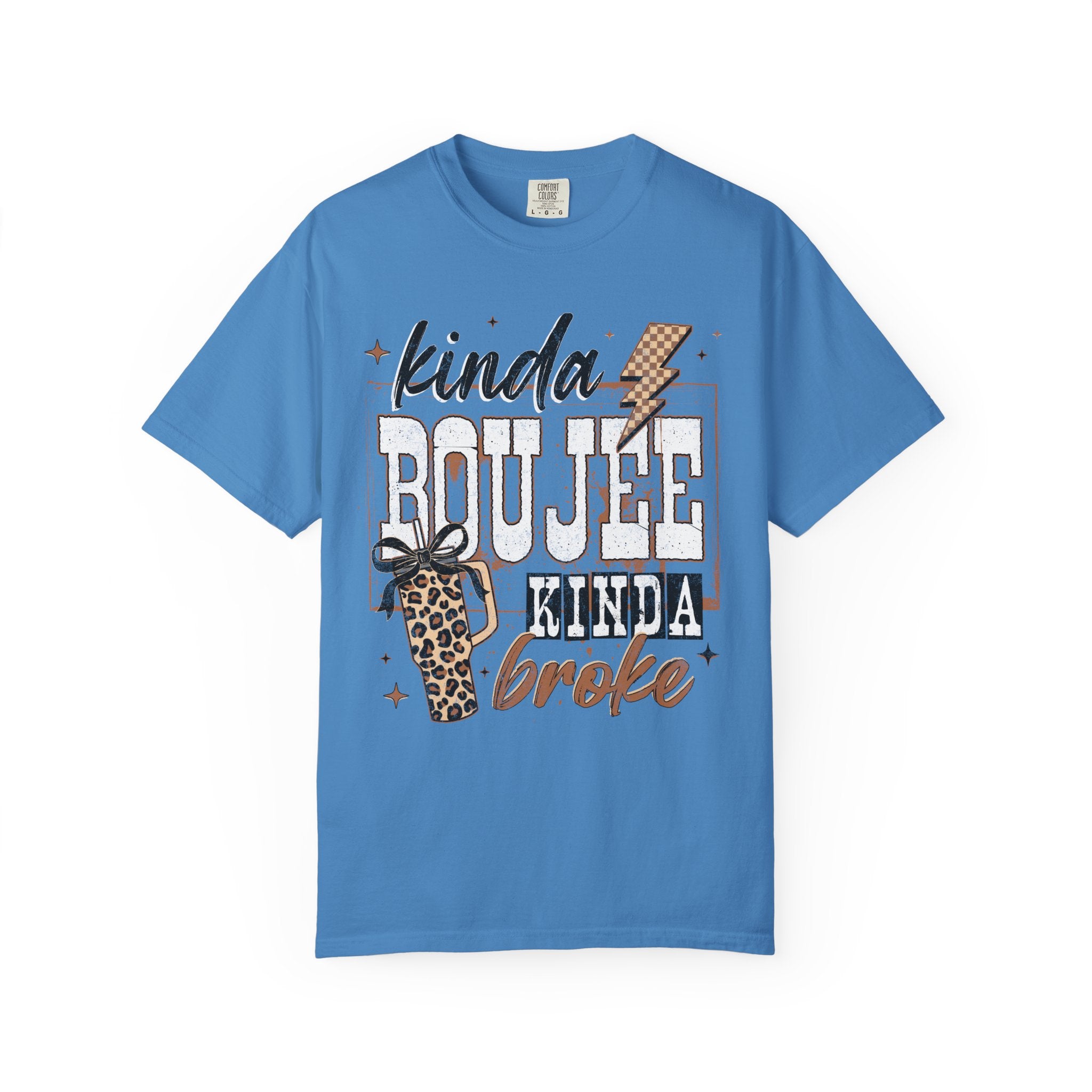Kinda Boujee Kinda Broke T-shirt | Leopard Cup & Lightning Graphic