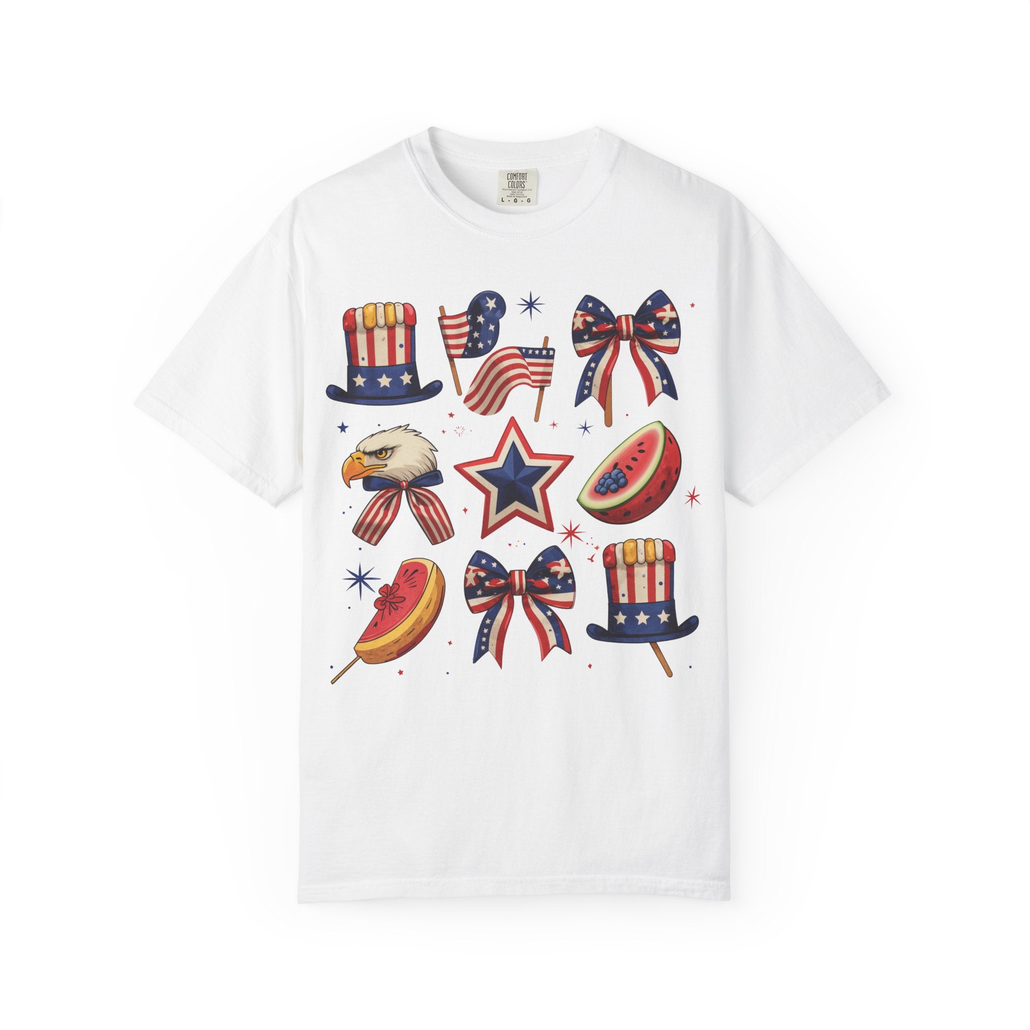 Patriotic Icons T-Shirt — 4th of July American Flag & Eagle Graphic