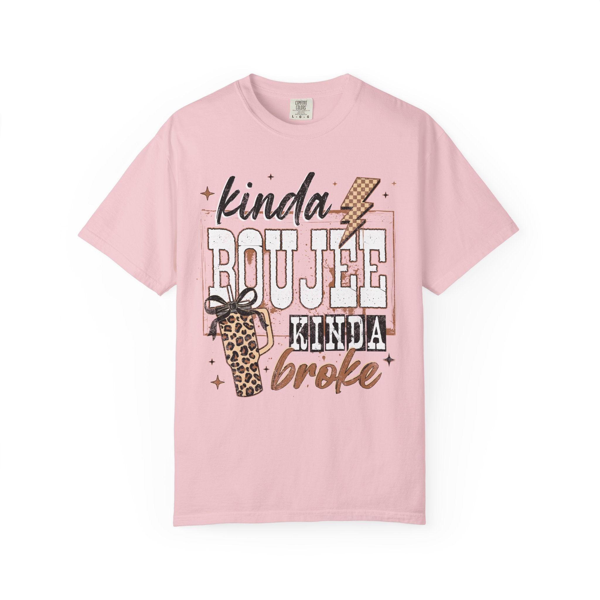 Kinda Boujee Kinda Broke T-shirt | Leopard Cup & Lightning Graphic