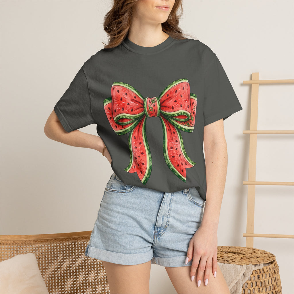 Watermelon Bow T-Shirt | Summer Fruit Graphic