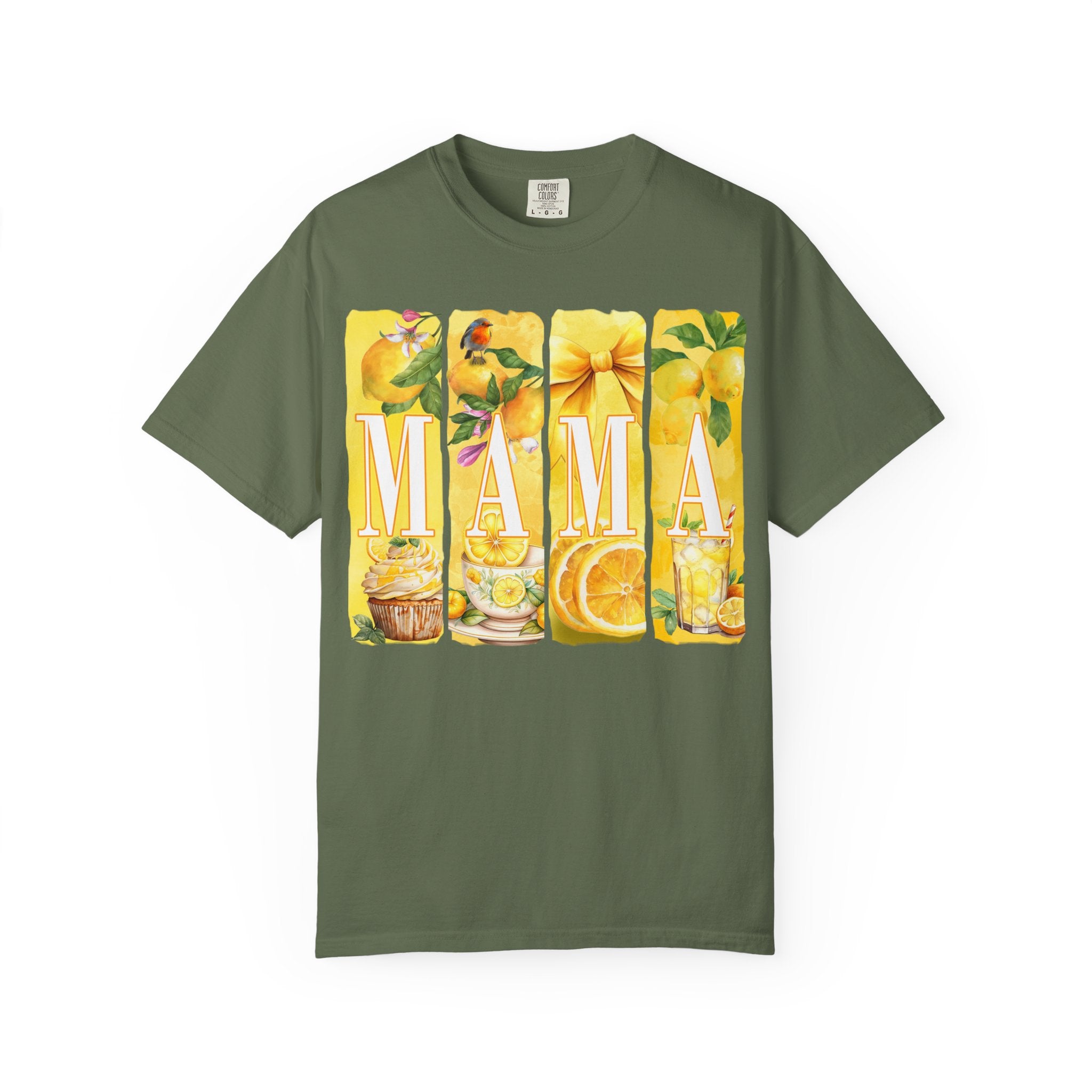 Mama Lemon Floral T-Shirt — Bright Yellow Botanical 'MAMA' Tee for Moms, Mother's Day Gift