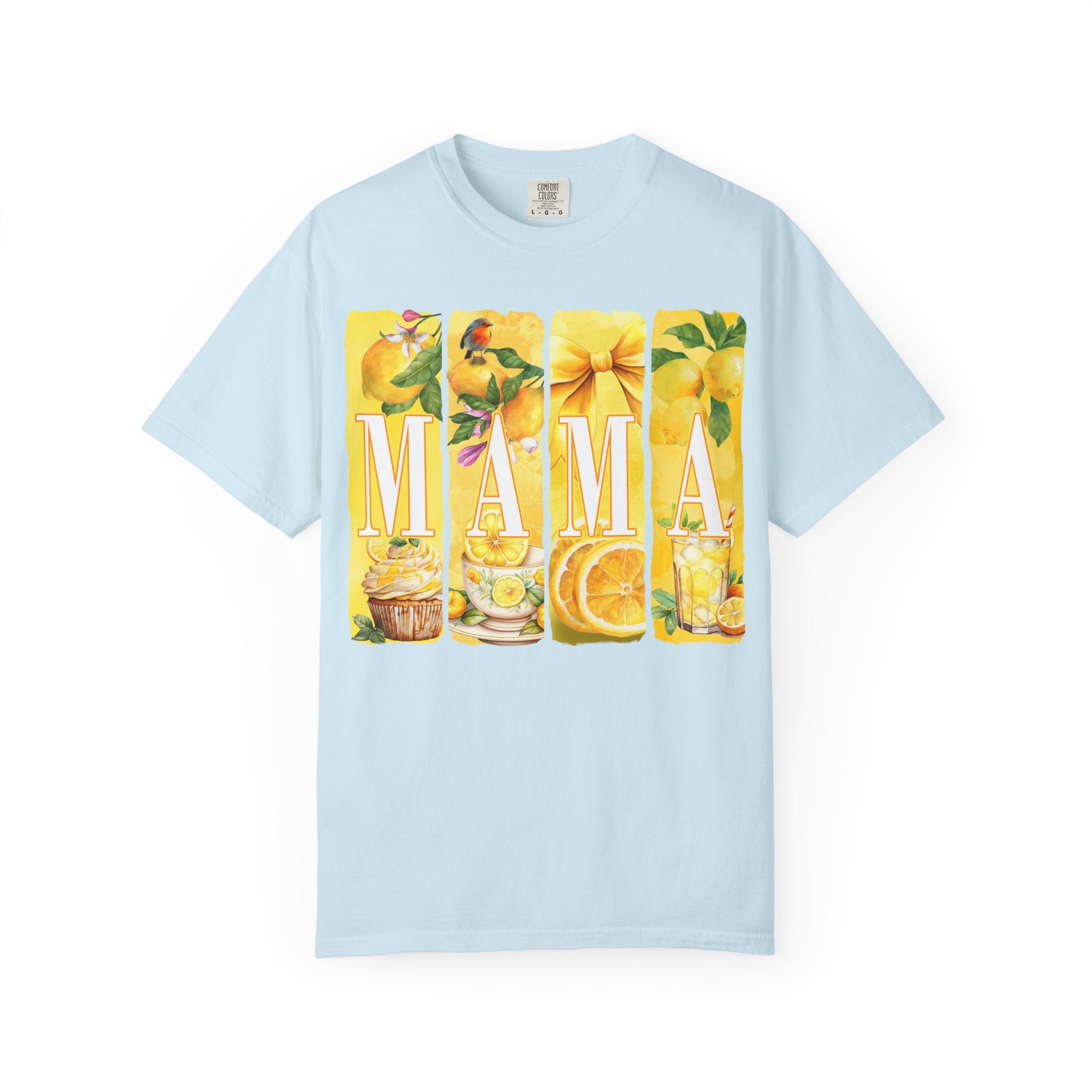 Mama Lemon Floral T-Shirt — Bright Yellow Botanical 'MAMA' Tee for Moms, Mother's Day Gift