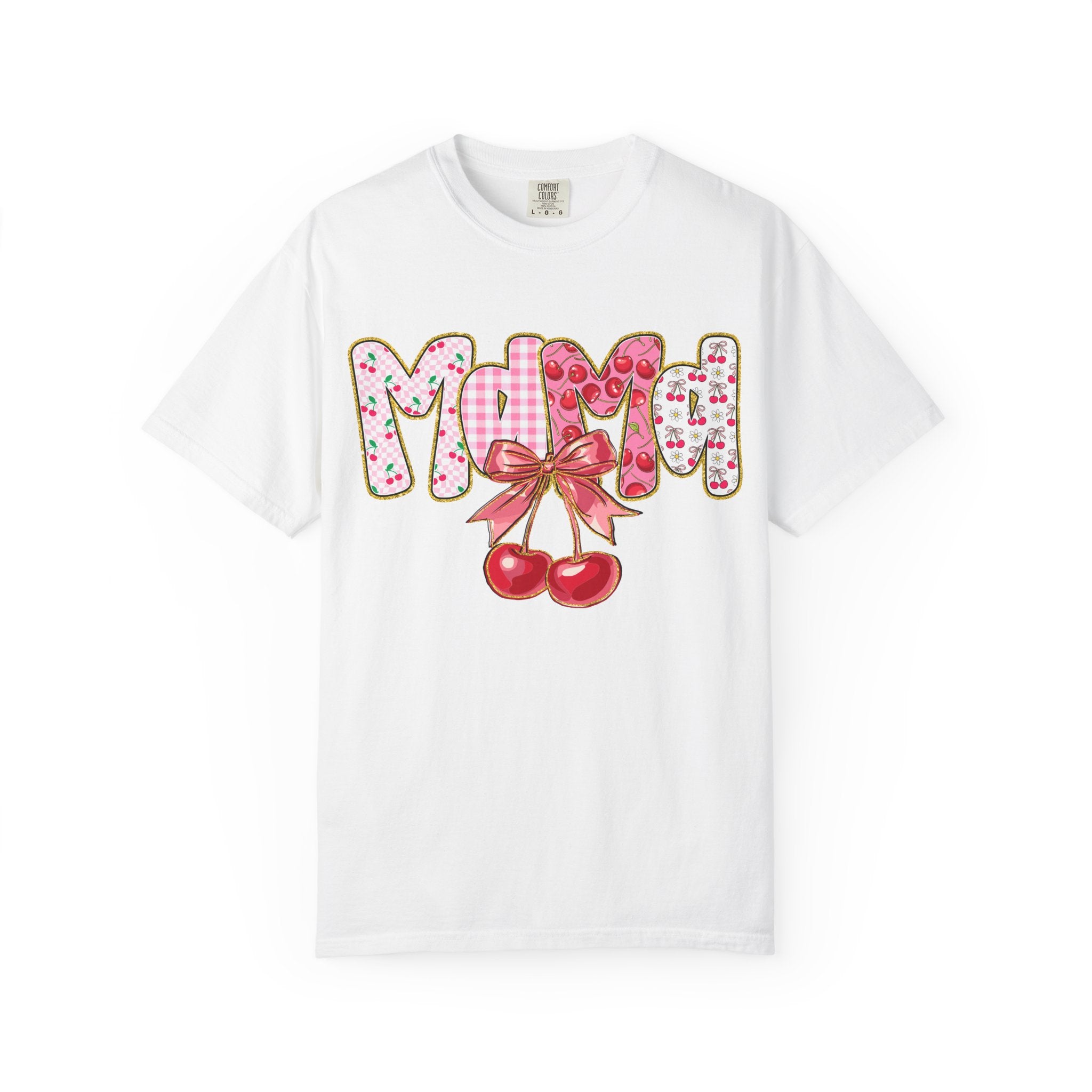 Mom Cherry Graphic T-Shirt — Cute Retro Cherry Bow Mother's Day Tee