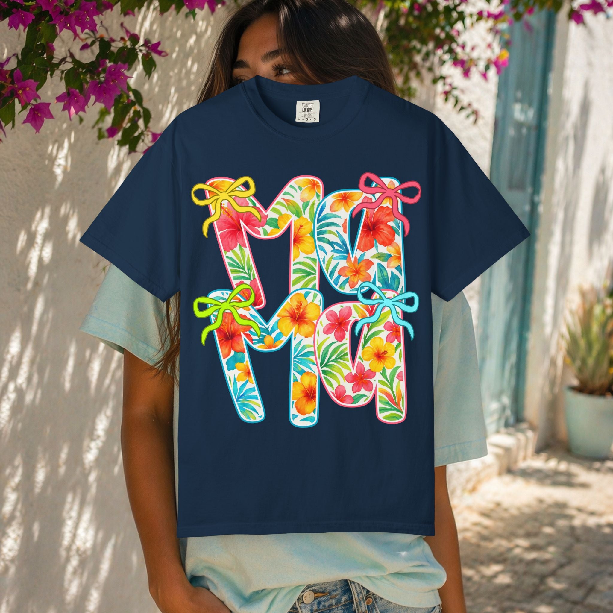 Floral Hawaiian M&M Graphic T-Shirt | Tropical Letterprint Tee