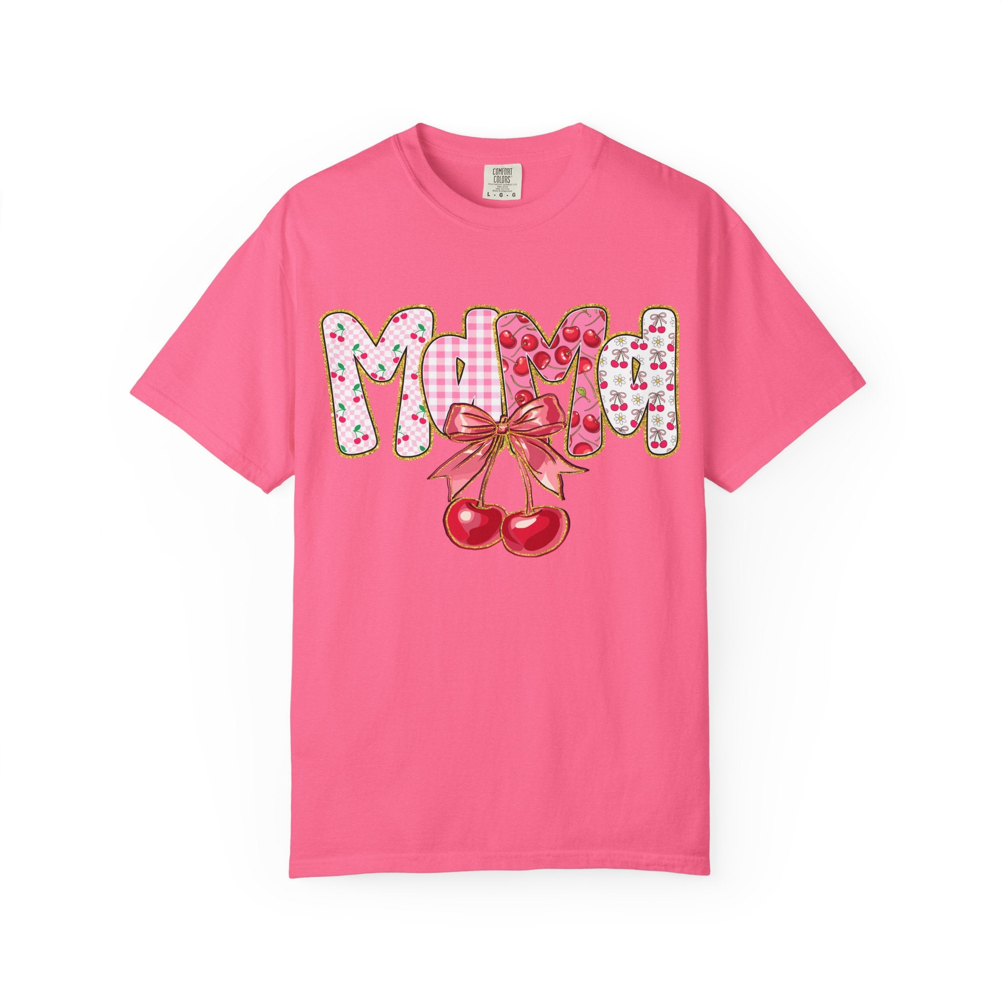 Mom Cherry Graphic T-Shirt — Cute Retro Cherry Bow Mother's Day Tee