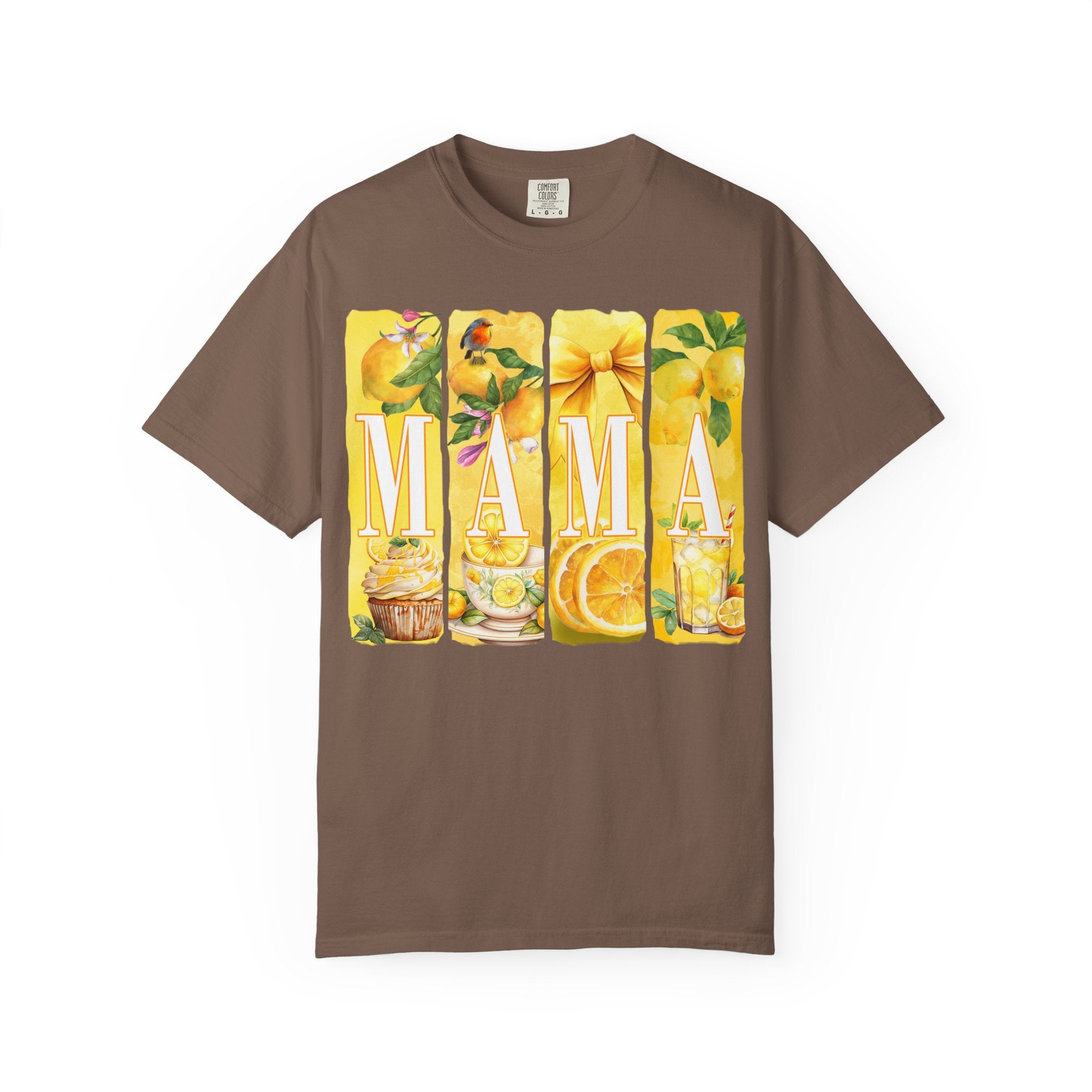 Mama Lemon Floral T-Shirt — Bright Yellow Botanical 'MAMA' Tee for Moms, Mother's Day Gift
