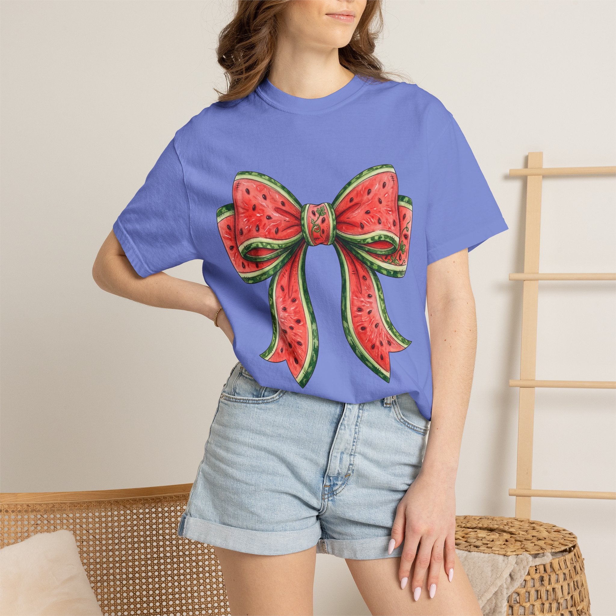Watermelon Bow T-Shirt | Summer Fruit Graphic