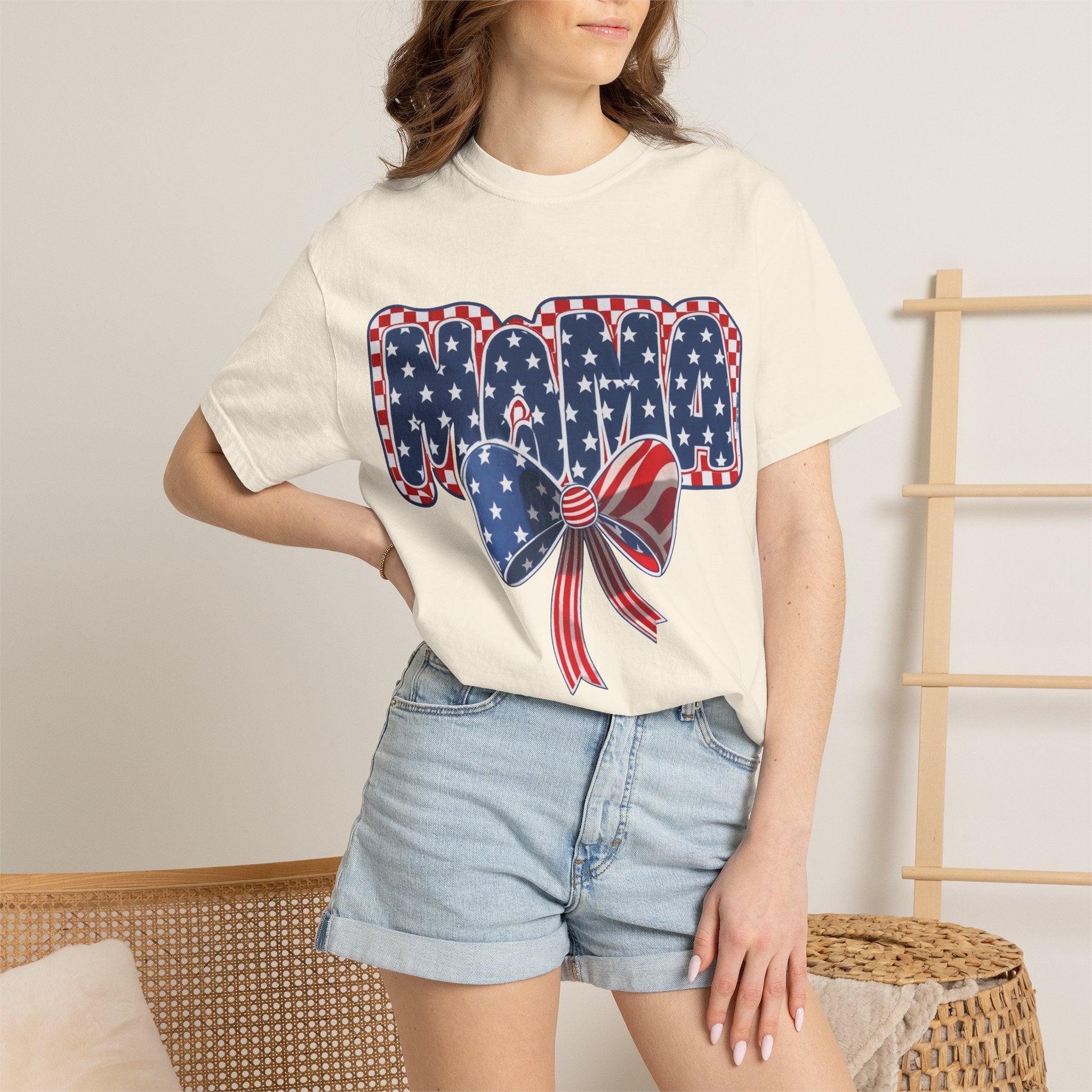 Mama Patriotic T-Shirt — American Flag Bow 4th of July Tee