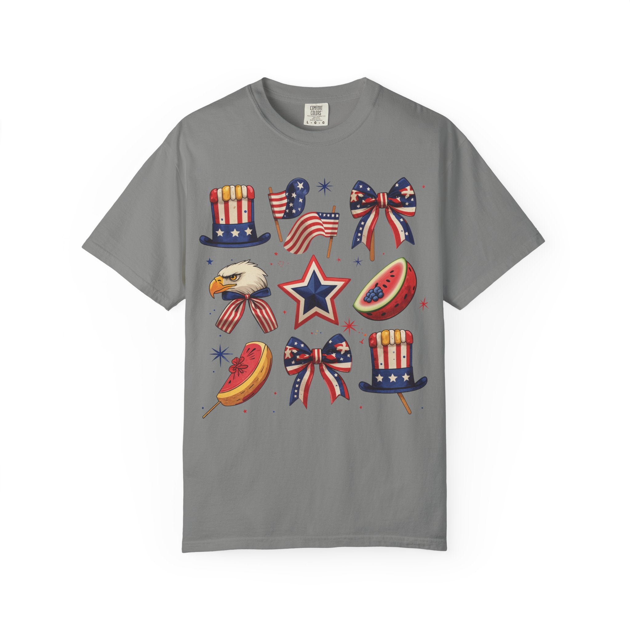 Patriotic Icons T-Shirt — 4th of July American Flag & Eagle Graphic
