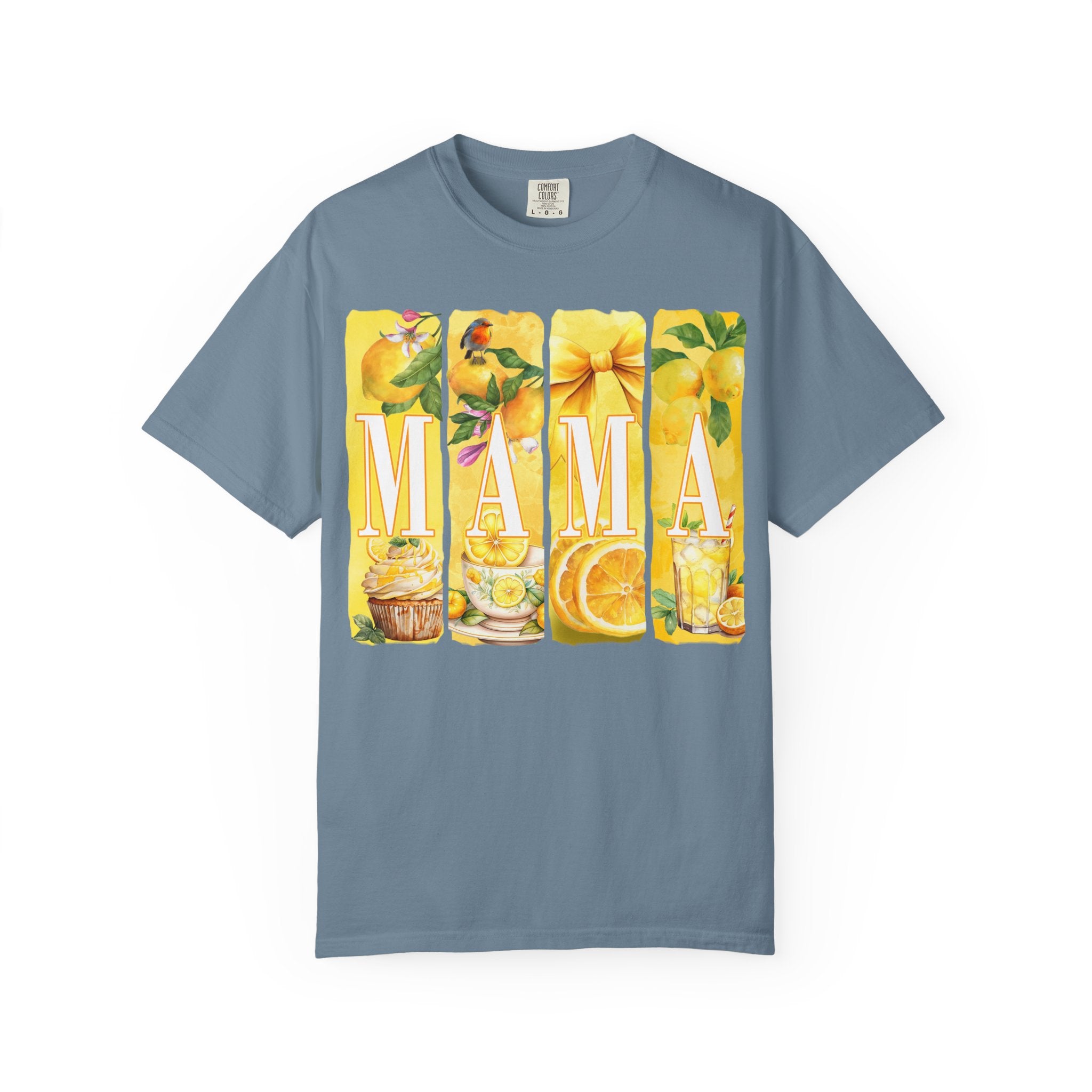 Mama Lemon Floral T-Shirt — Bright Yellow Botanical 'MAMA' Tee for Moms, Mother's Day Gift