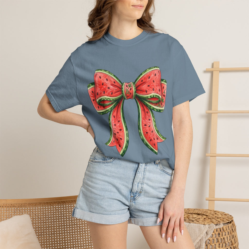Watermelon Bow T-Shirt | Summer Fruit Graphic