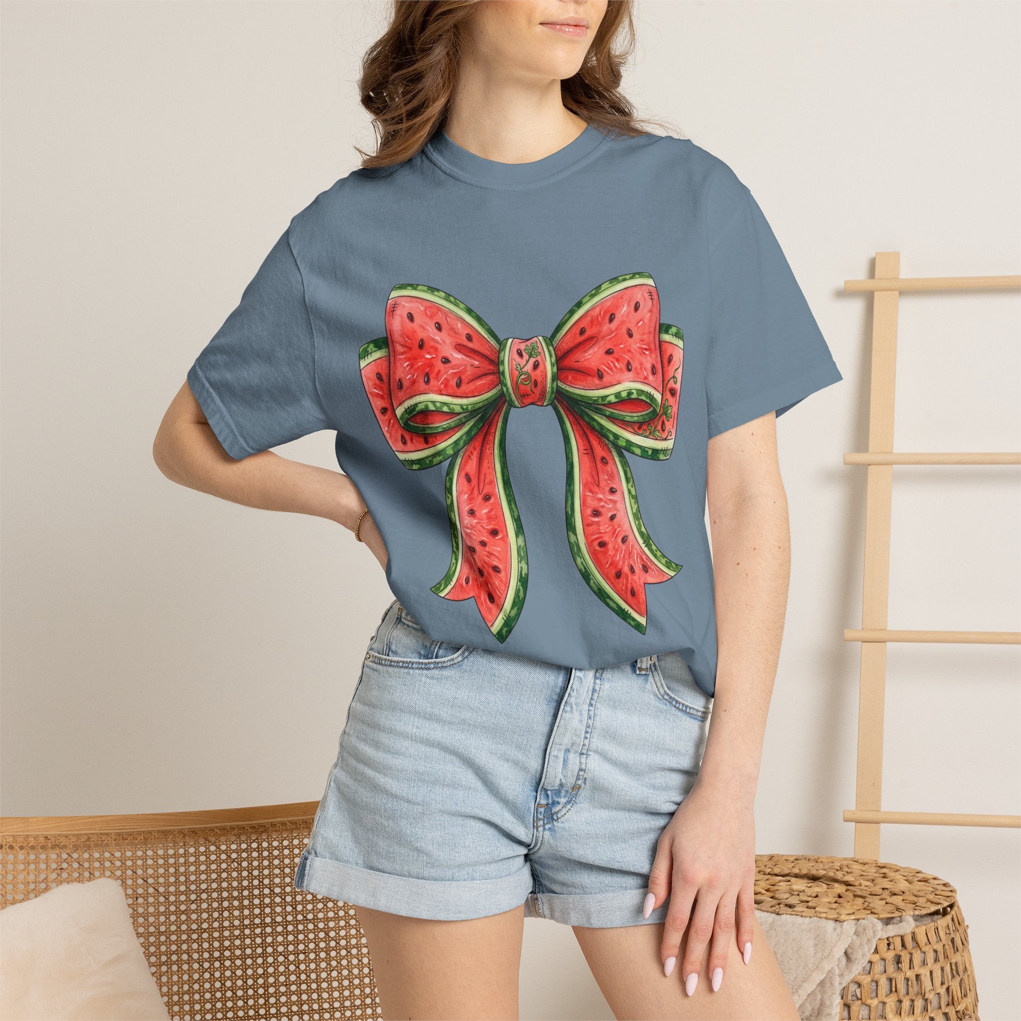 Watermelon Bow T-Shirt | Summer Fruit Graphic
