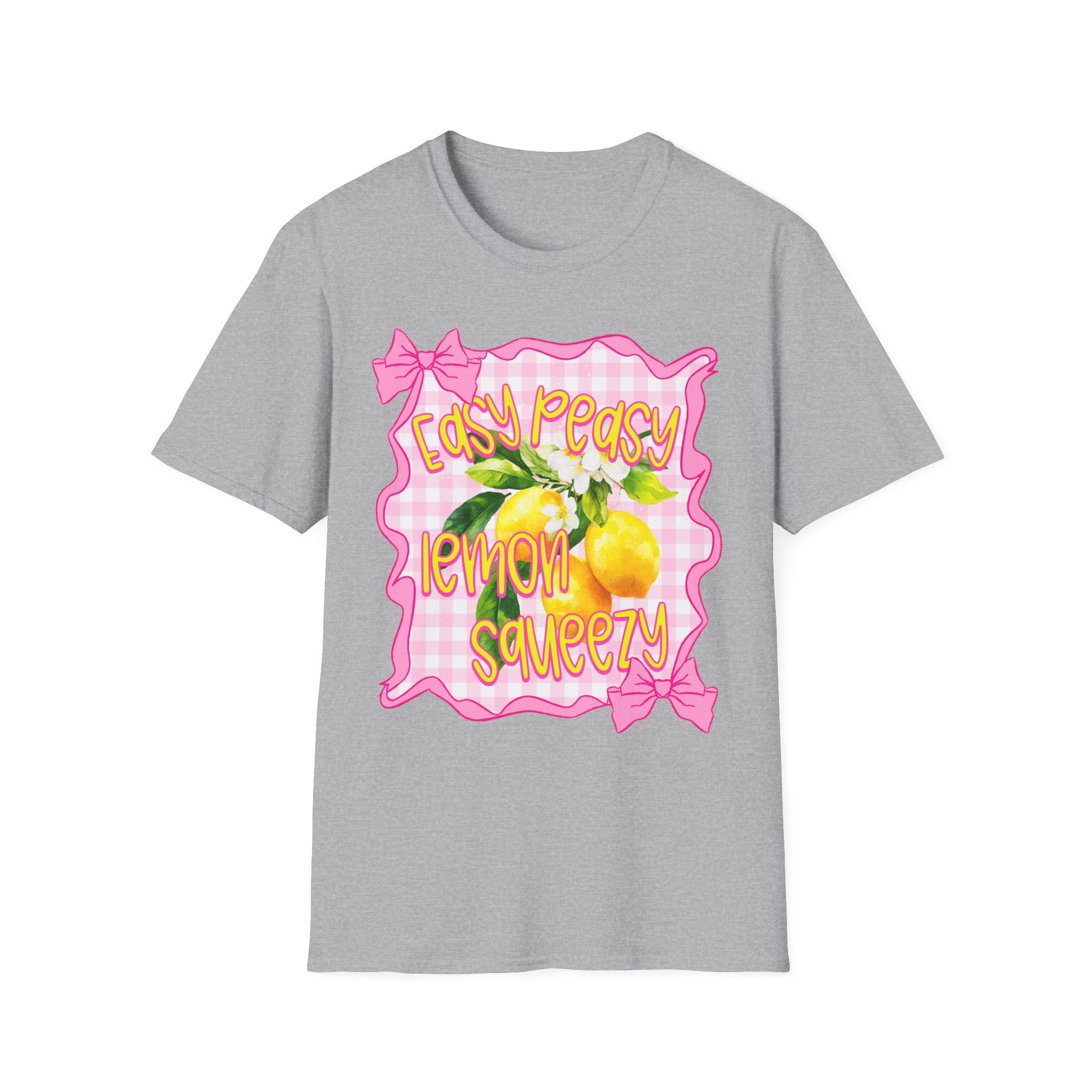 Easy Peasy Lemon Squeezy T-Shirt | Lemon Graphic, Pink Bow Frame