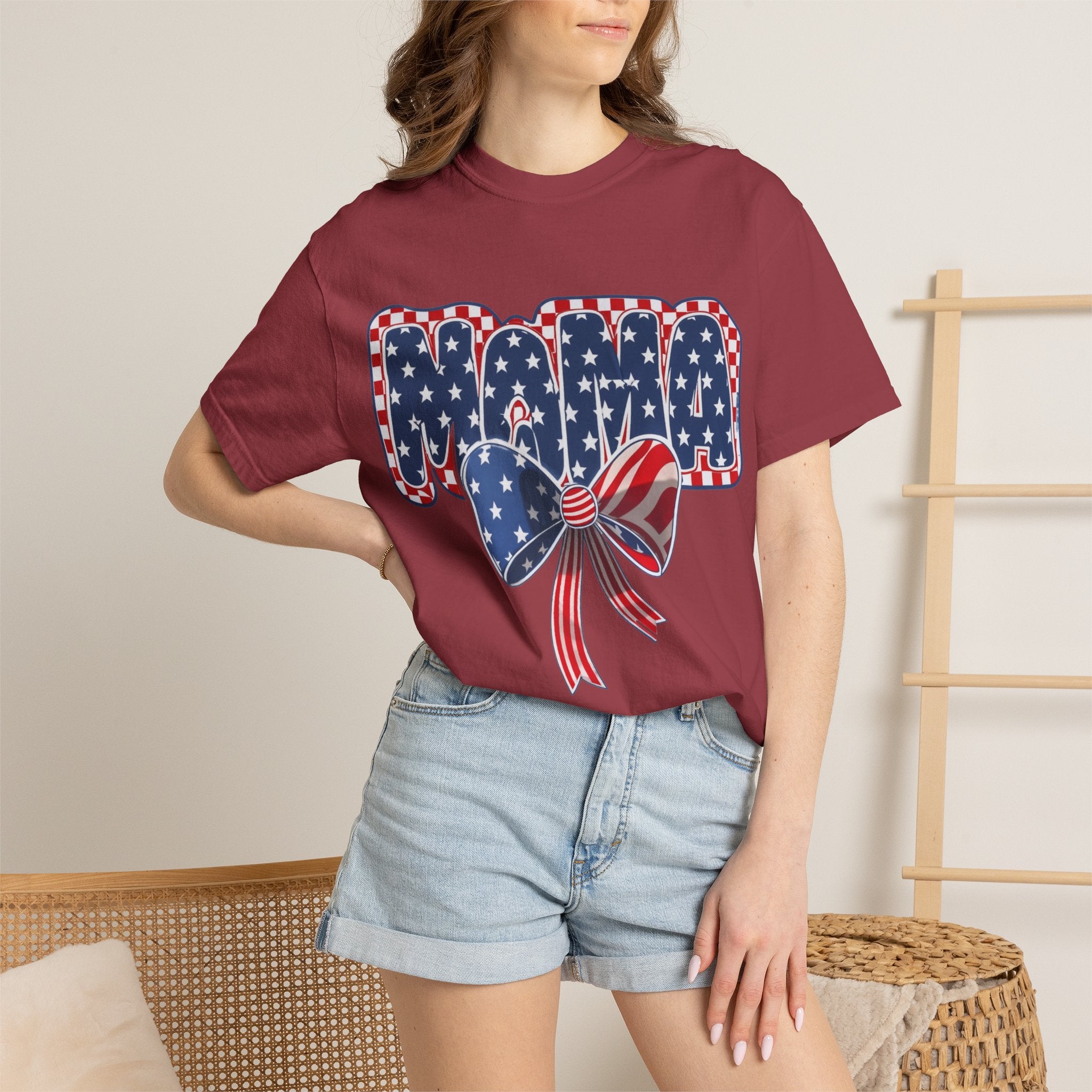 Mama Patriotic T-Shirt — American Flag Bow 4th of July Tee