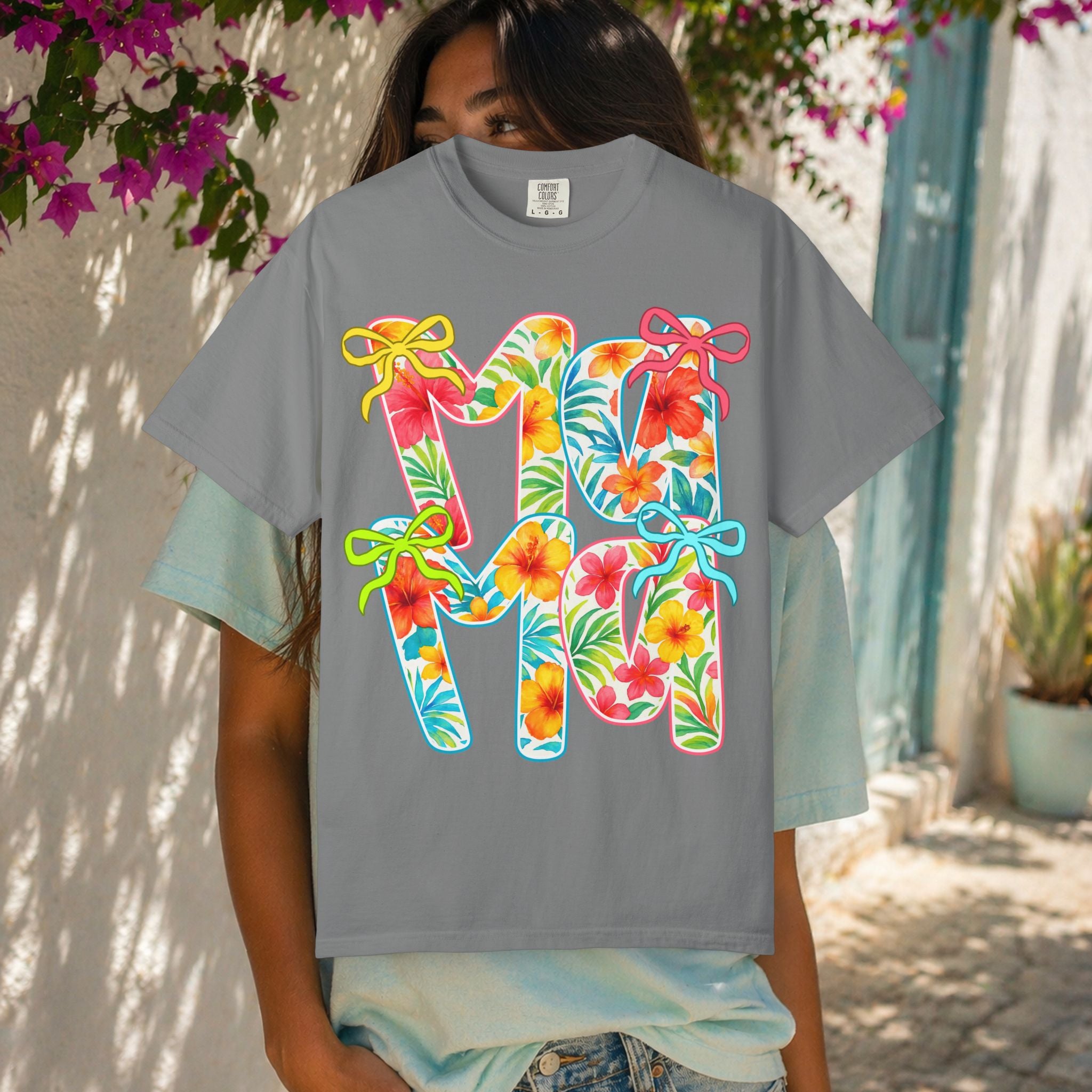 Floral Hawaiian M&M Graphic T-Shirt | Tropical Letterprint Tee
