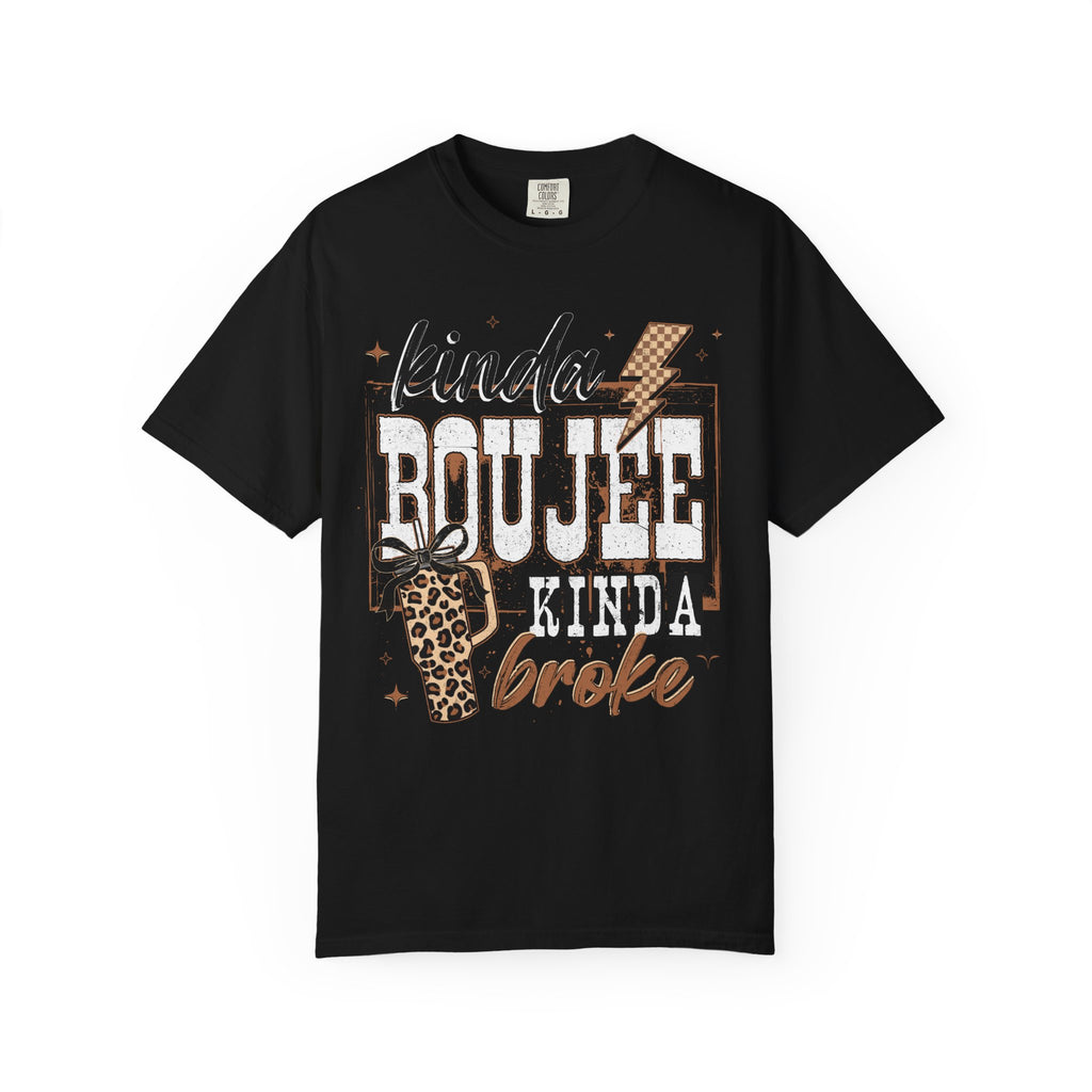 Kinda Boujee Kinda Broke T-shirt | Leopard Cup & Lightning Graphic