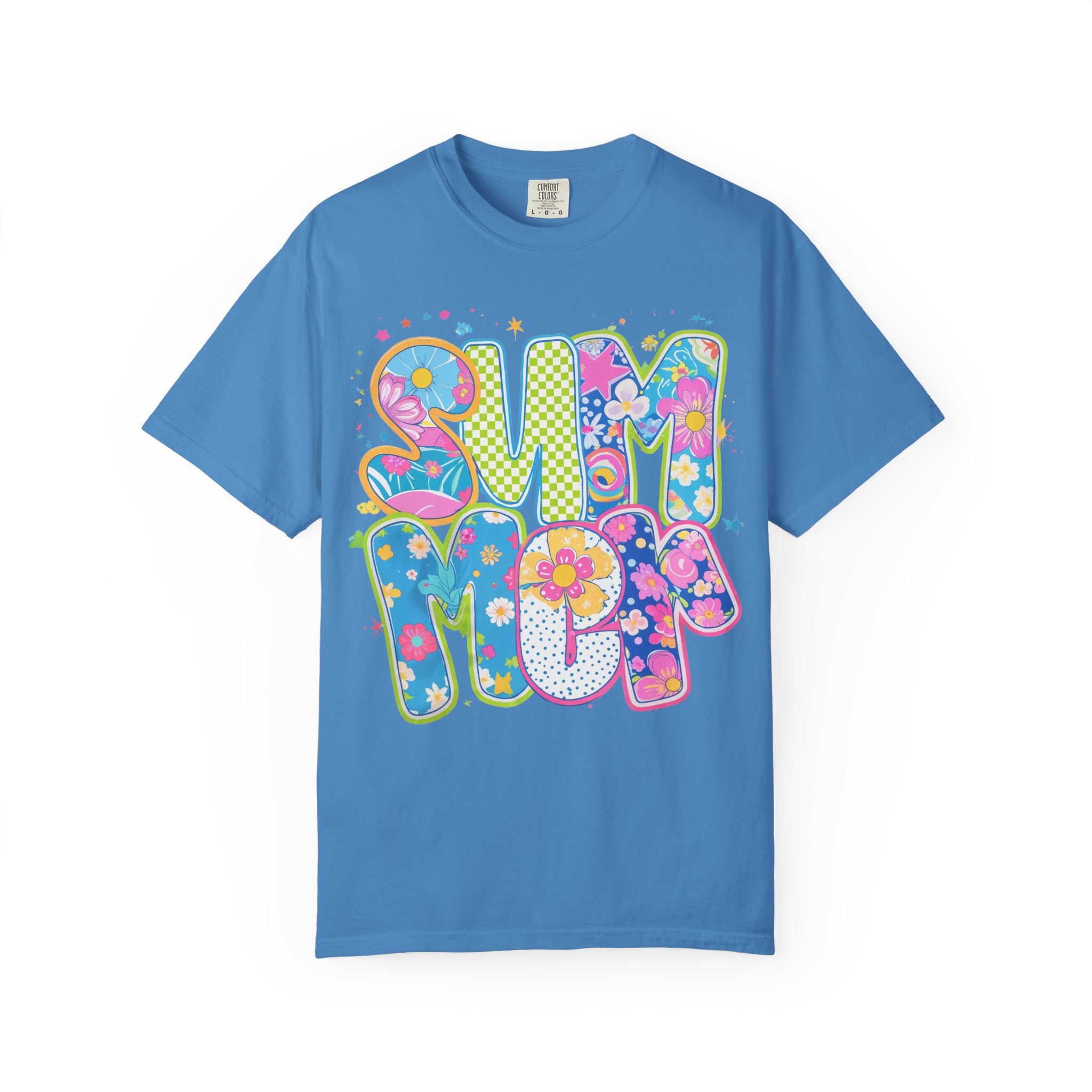 70s Retro 'Summer' Psychedelic Text T-Shirt | Flower Power, Bright Colors