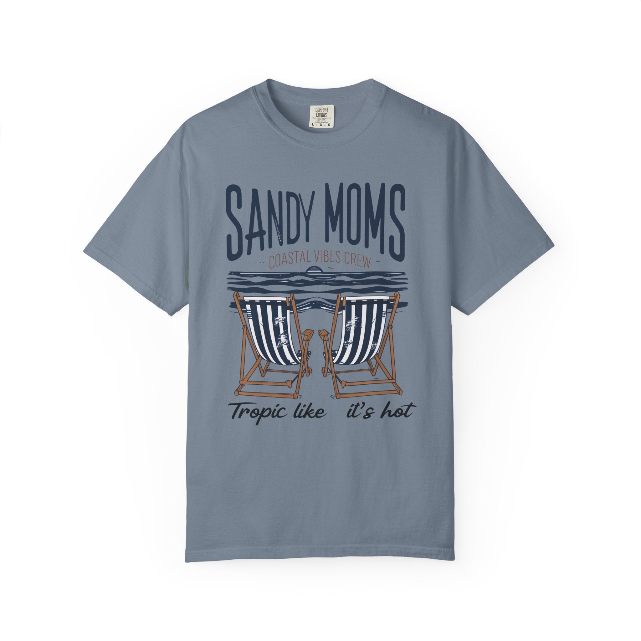 Sandy Moms Beach T-Shirt – Coastal Vibes, Deck Chair Graphic
