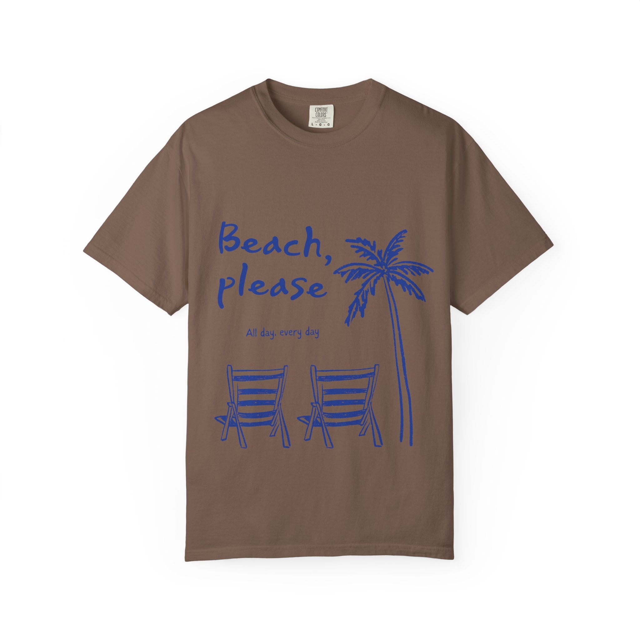 Beach Please T-Shirt — Palm Trees & Chairs Summer Tee