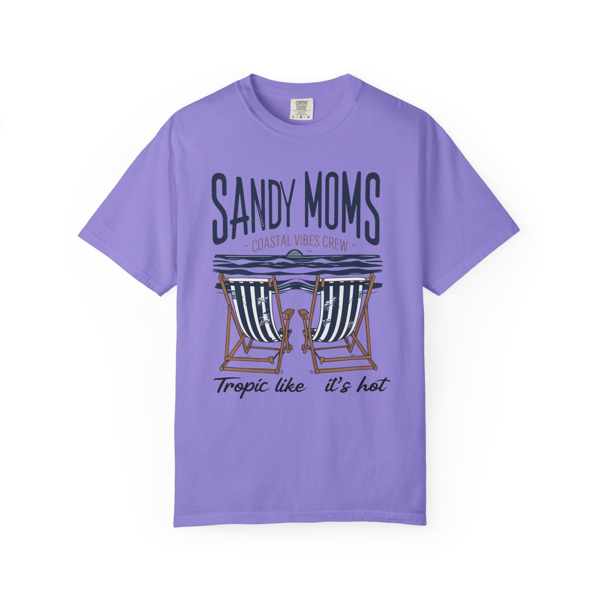 Sandy Moms Beach T-Shirt – Coastal Vibes, Deck Chair Graphic