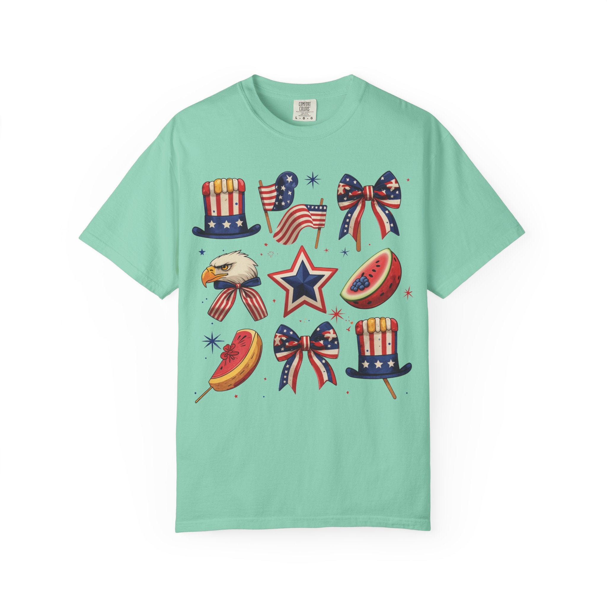 Patriotic Icons T-Shirt — 4th of July American Flag & Eagle Graphic