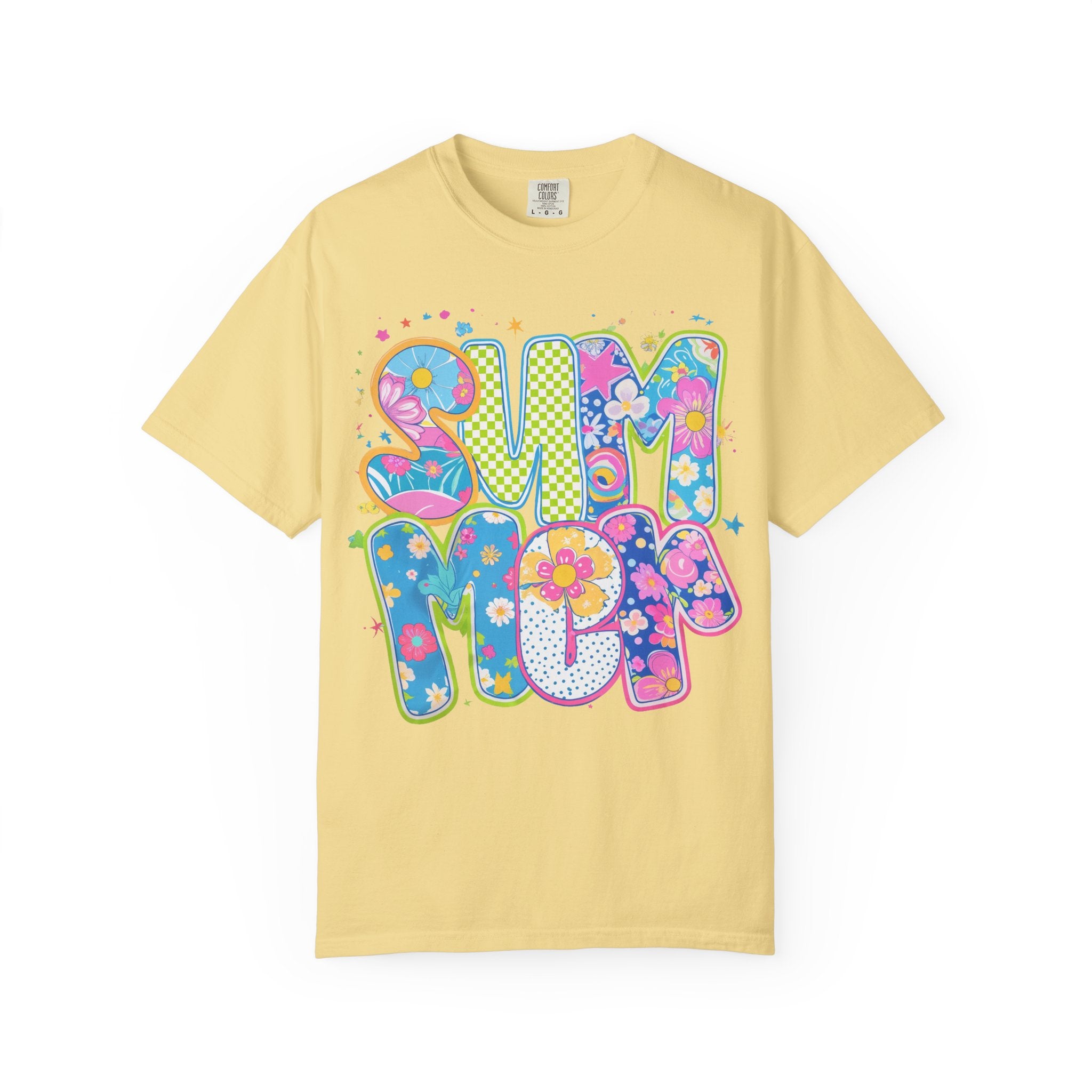 70s Retro 'Summer' Psychedelic Text T-Shirt | Flower Power, Bright Colors