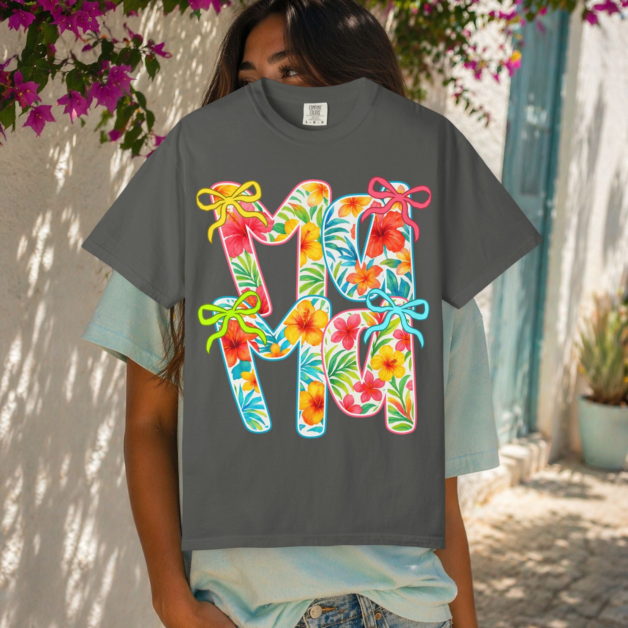 Floral Hawaiian M&M Graphic T-Shirt | Tropical Letterprint Tee
