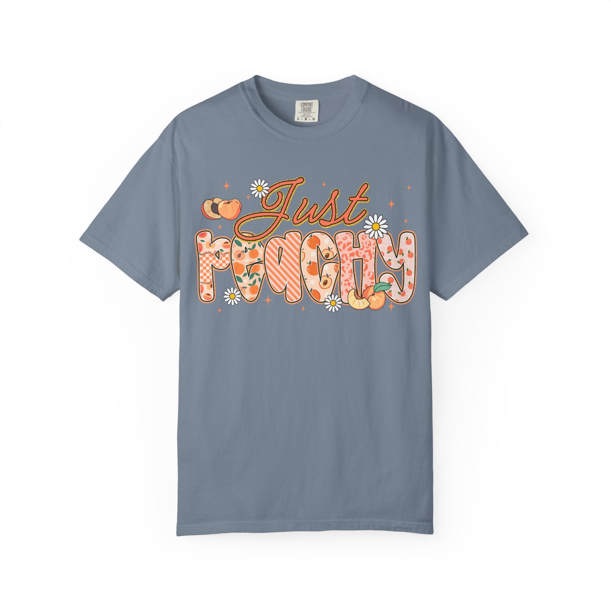 Just Peachy T-shirt | Peach Floral Retro Script, Cute Fruit Typography