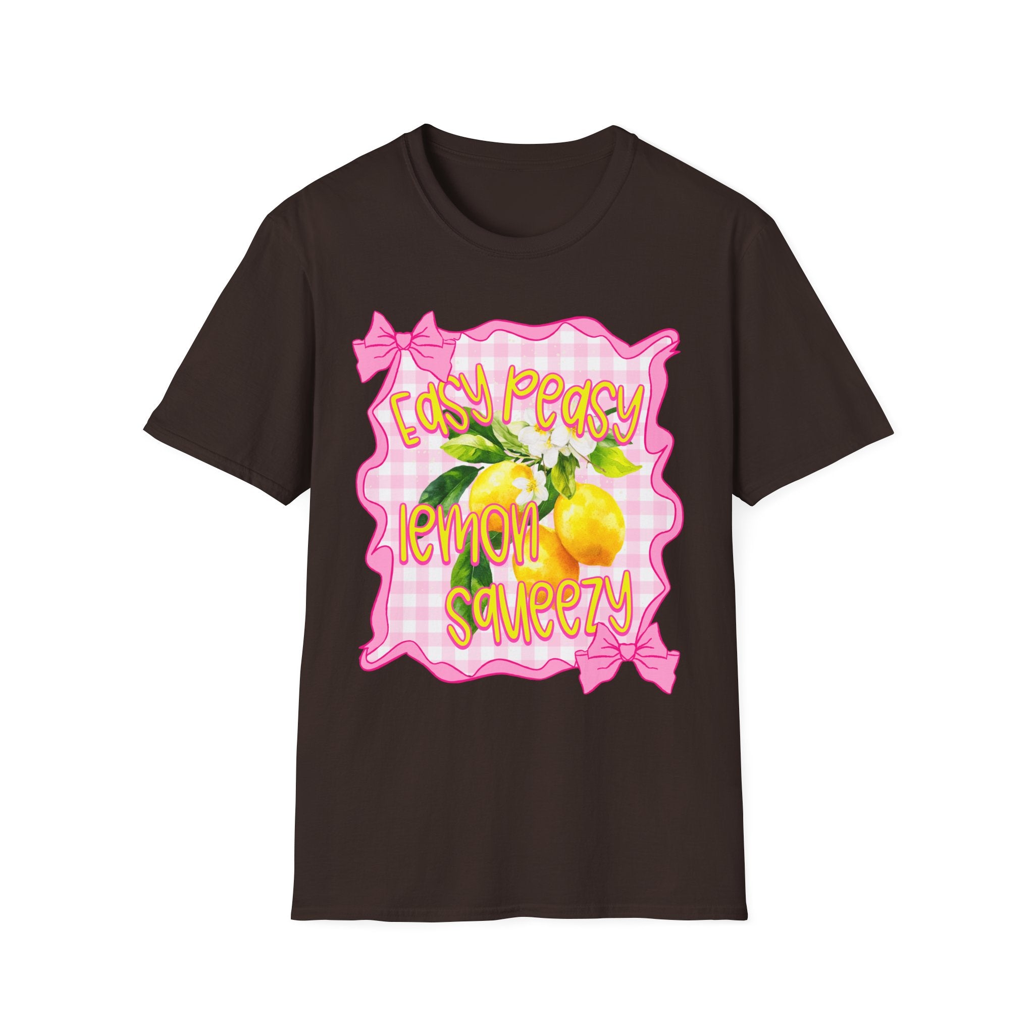 Easy Peasy Lemon Squeezy T-Shirt | Lemon Graphic, Pink Bow Frame