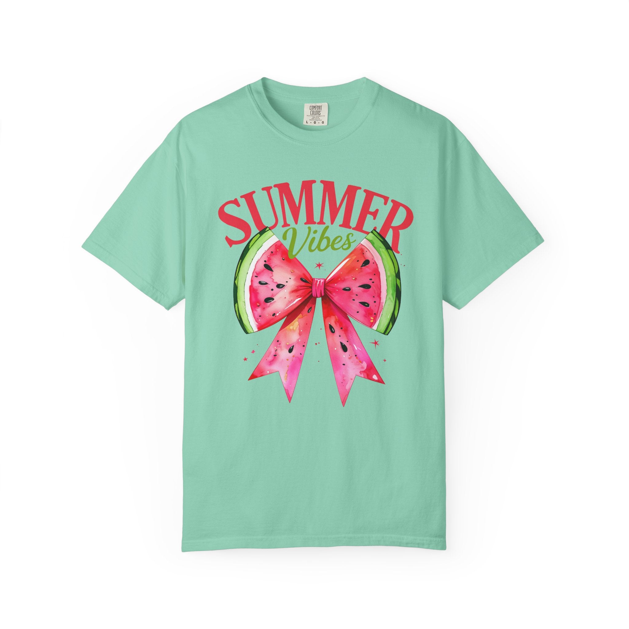 Summer Vibes Watermelon Bow T-Shirt | Tropical Fruit Graphic
