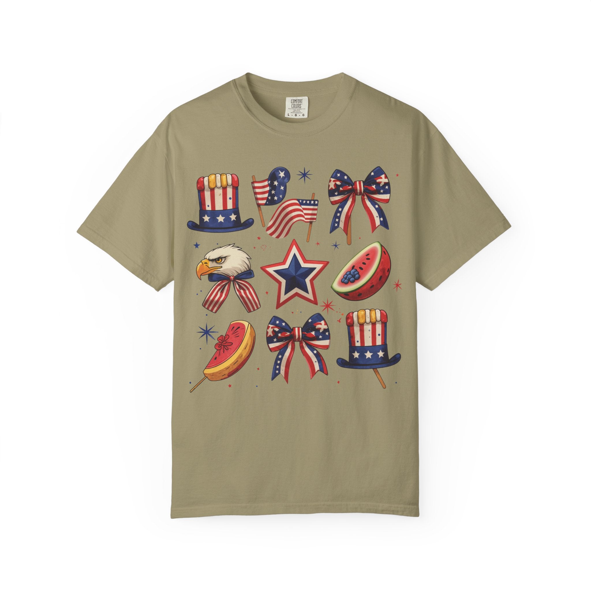 Patriotic Icons T-Shirt — 4th of July American Flag & Eagle Graphic