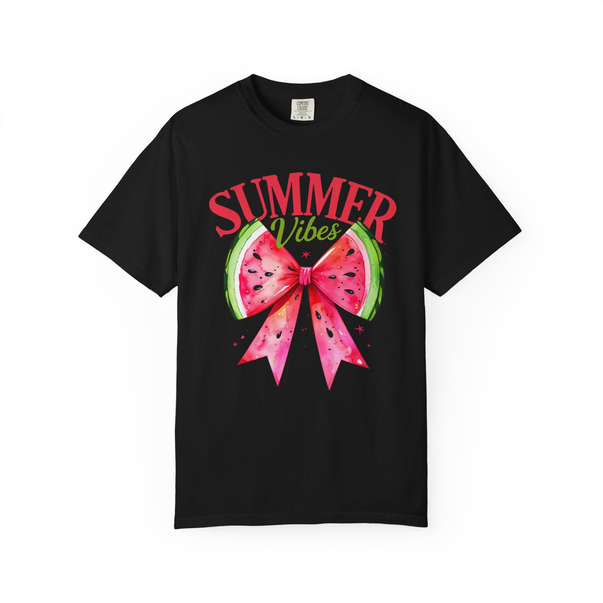 Summer Vibes Watermelon Bow T-Shirt | Tropical Fruit Graphic