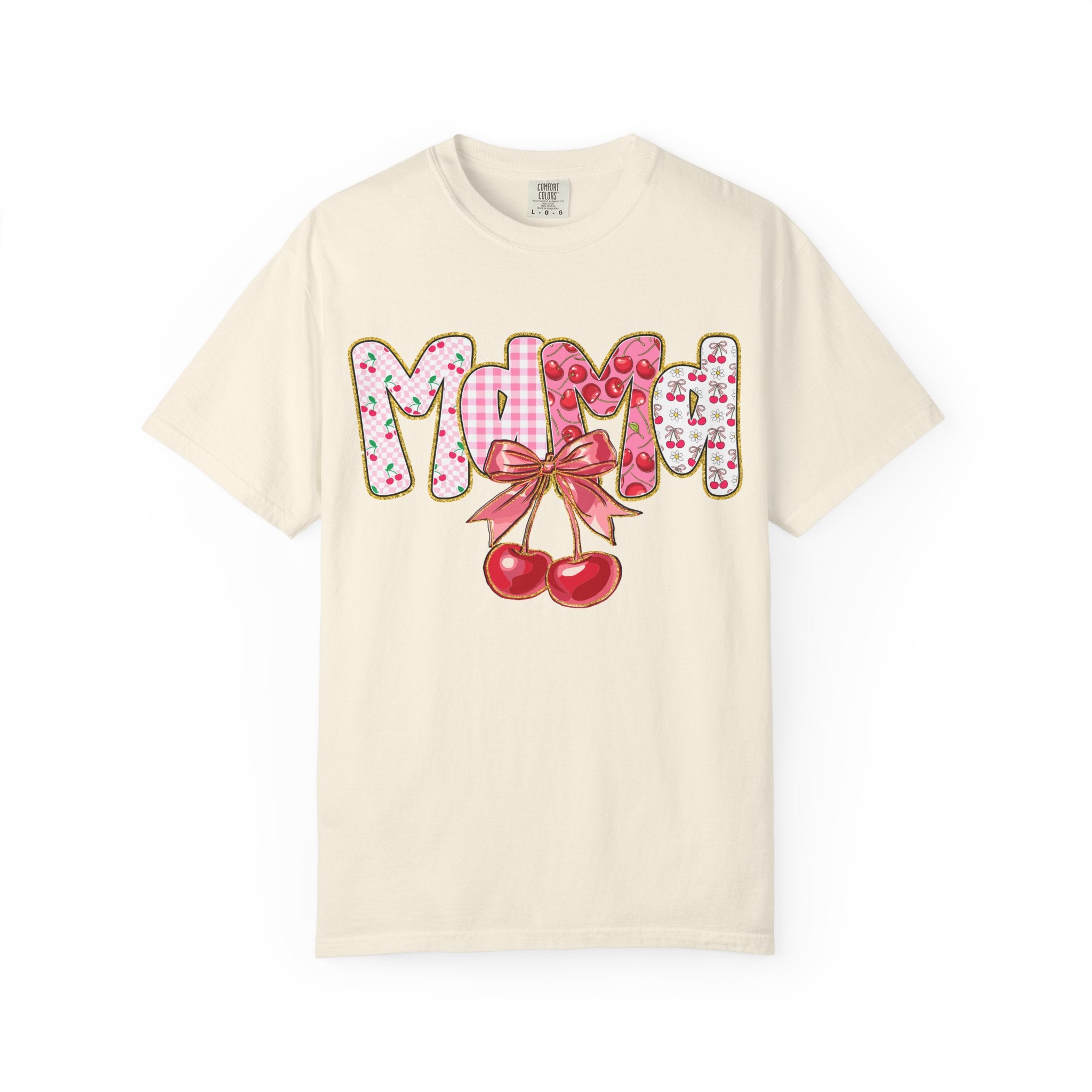 Mom Cherry Graphic T-Shirt — Cute Retro Cherry Bow Mother's Day Tee
