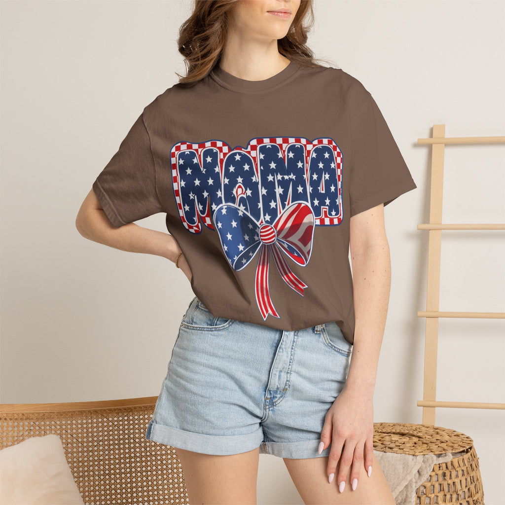 Mama Patriotic T-Shirt — American Flag Bow 4th of July Tee