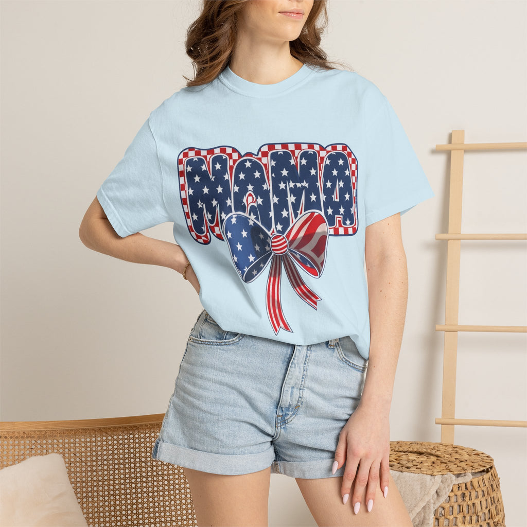 Mama Patriotic T-Shirt — American Flag Bow 4th of July Tee