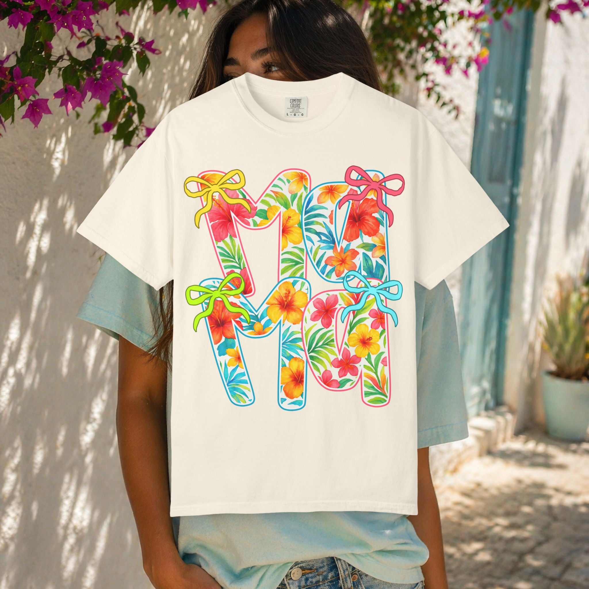 Floral Hawaiian M&M Graphic T-Shirt | Tropical Letterprint Tee