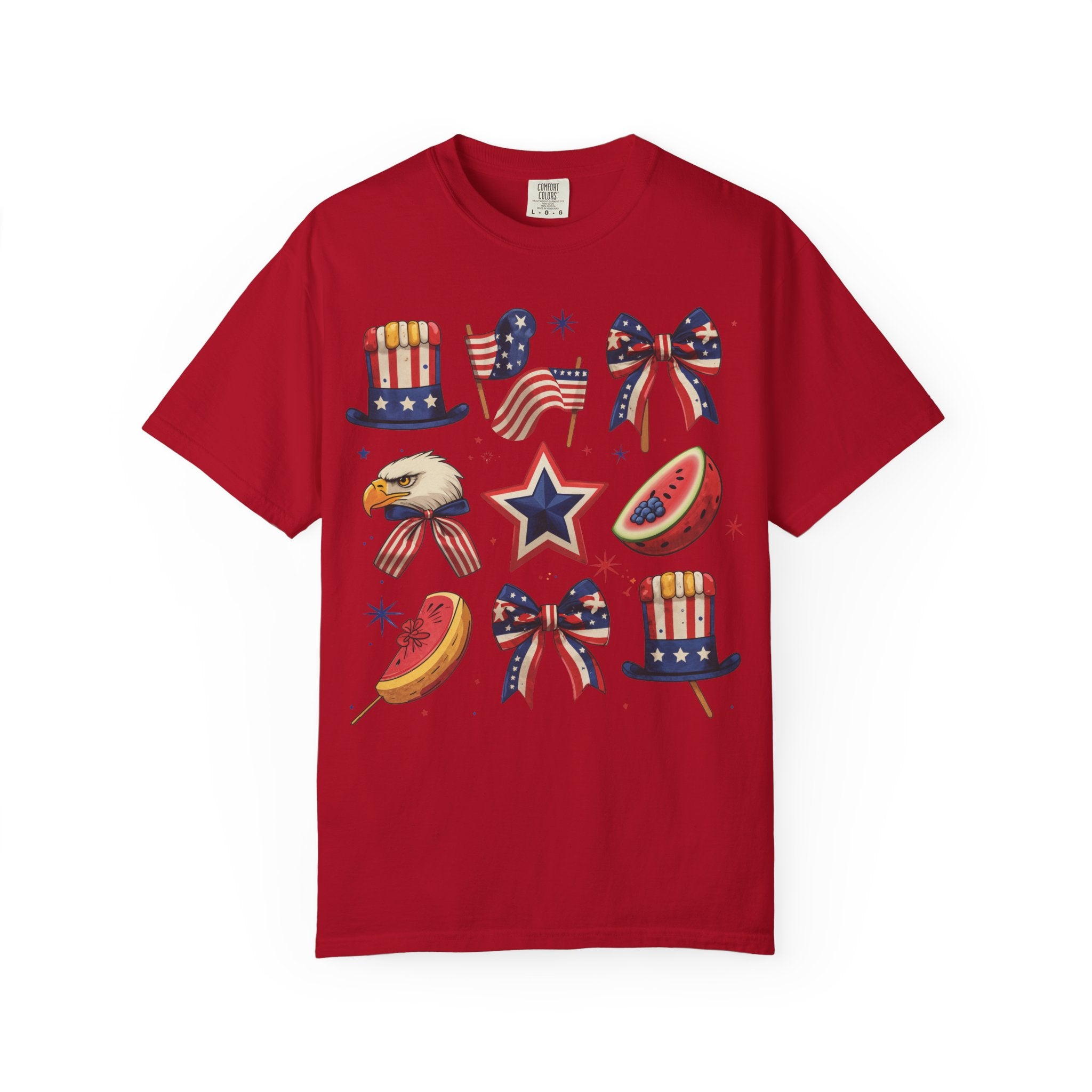 Patriotic Icons T-Shirt — 4th of July American Flag & Eagle Graphic