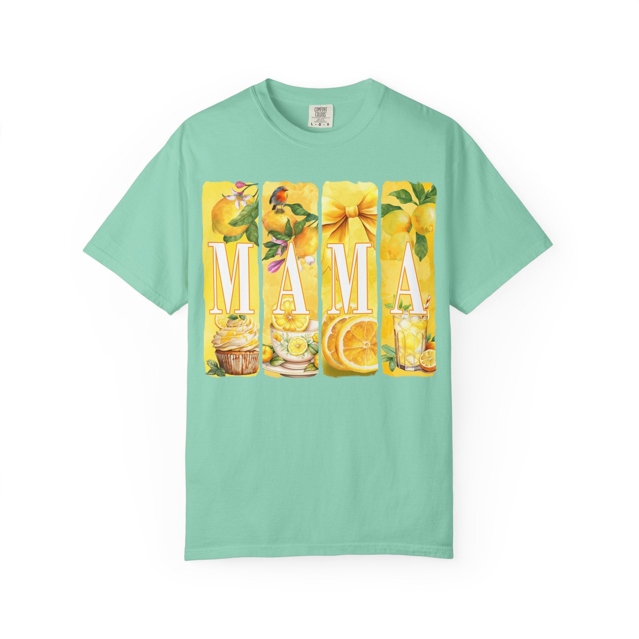Mama Lemon Floral T-Shirt — Bright Yellow Botanical 'MAMA' Tee for Moms, Mother's Day Gift