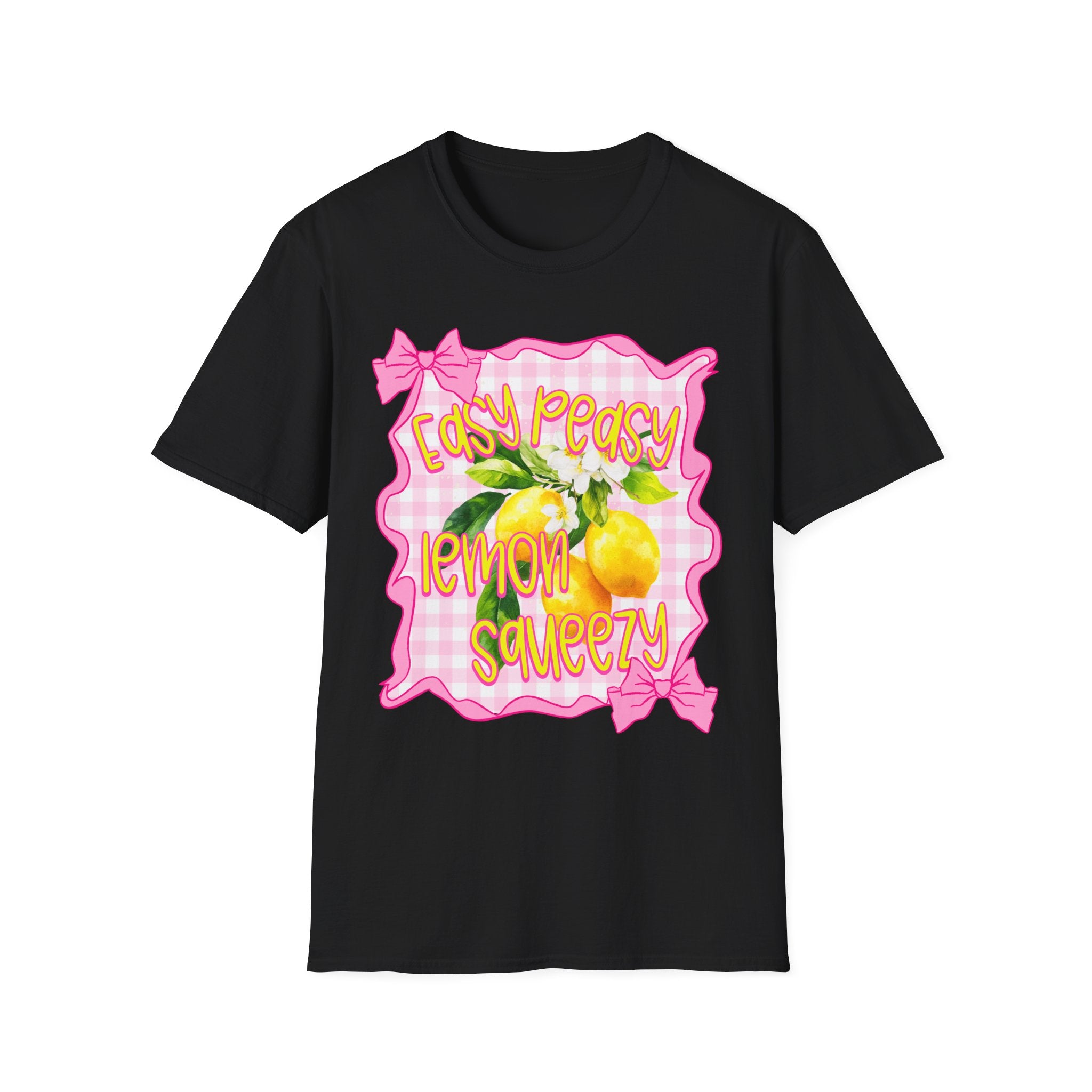 Easy Peasy Lemon Squeezy T-Shirt | Lemon Graphic, Pink Bow Frame