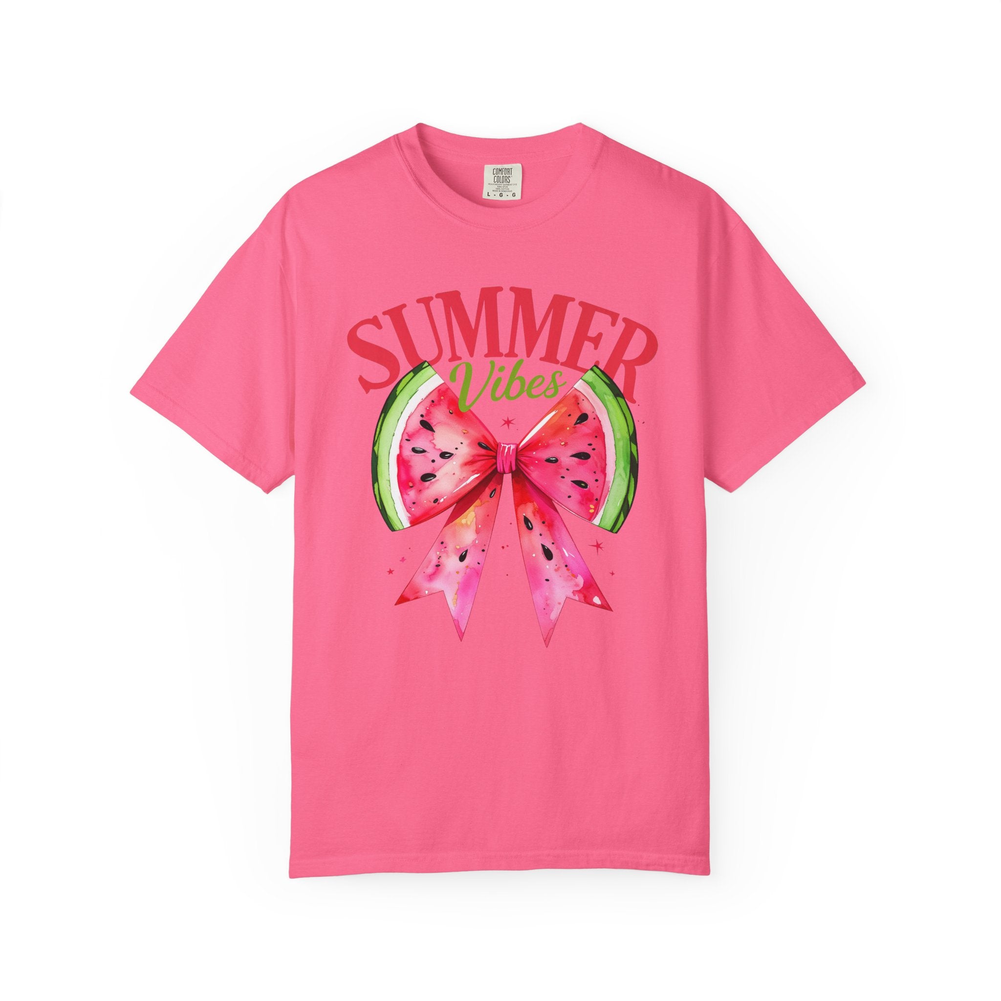 Summer Vibes Watermelon Bow T-Shirt | Tropical Fruit Graphic