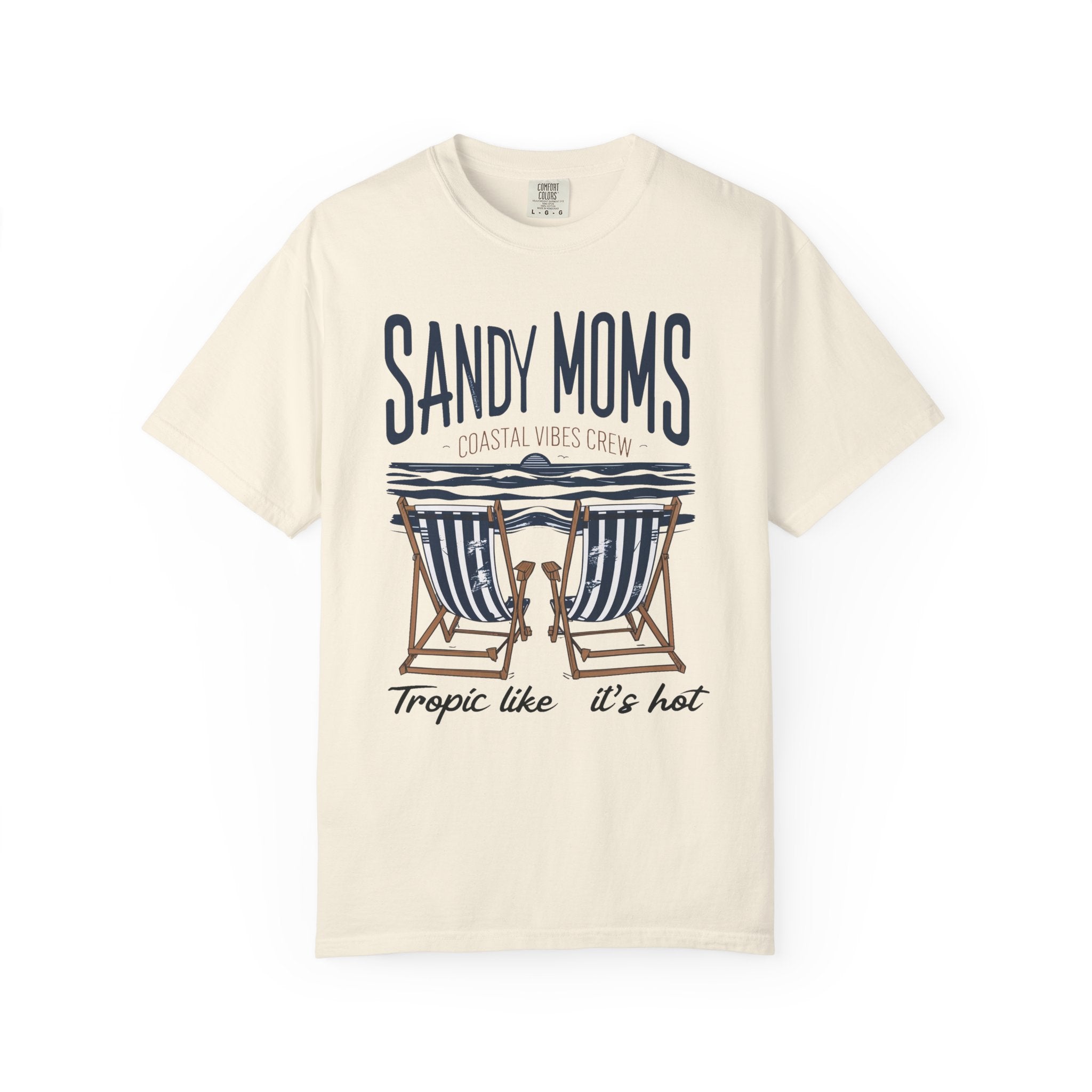 Sandy Moms Beach T-Shirt – Coastal Vibes, Deck Chair Graphic