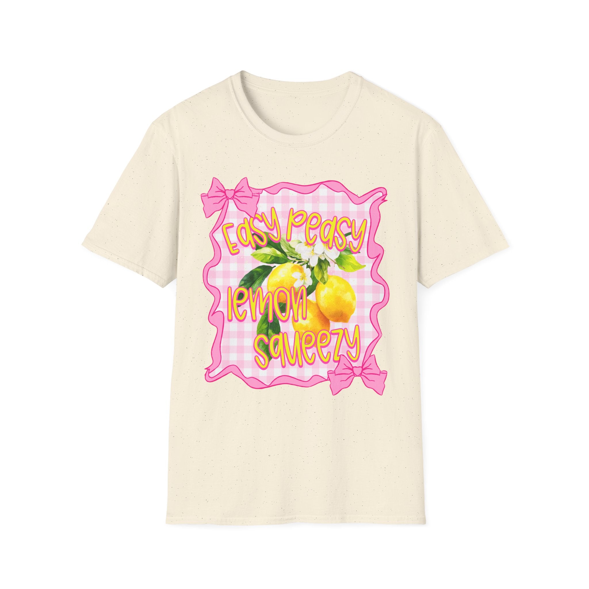 Easy Peasy Lemon Squeezy T-Shirt | Lemon Graphic, Pink Bow Frame