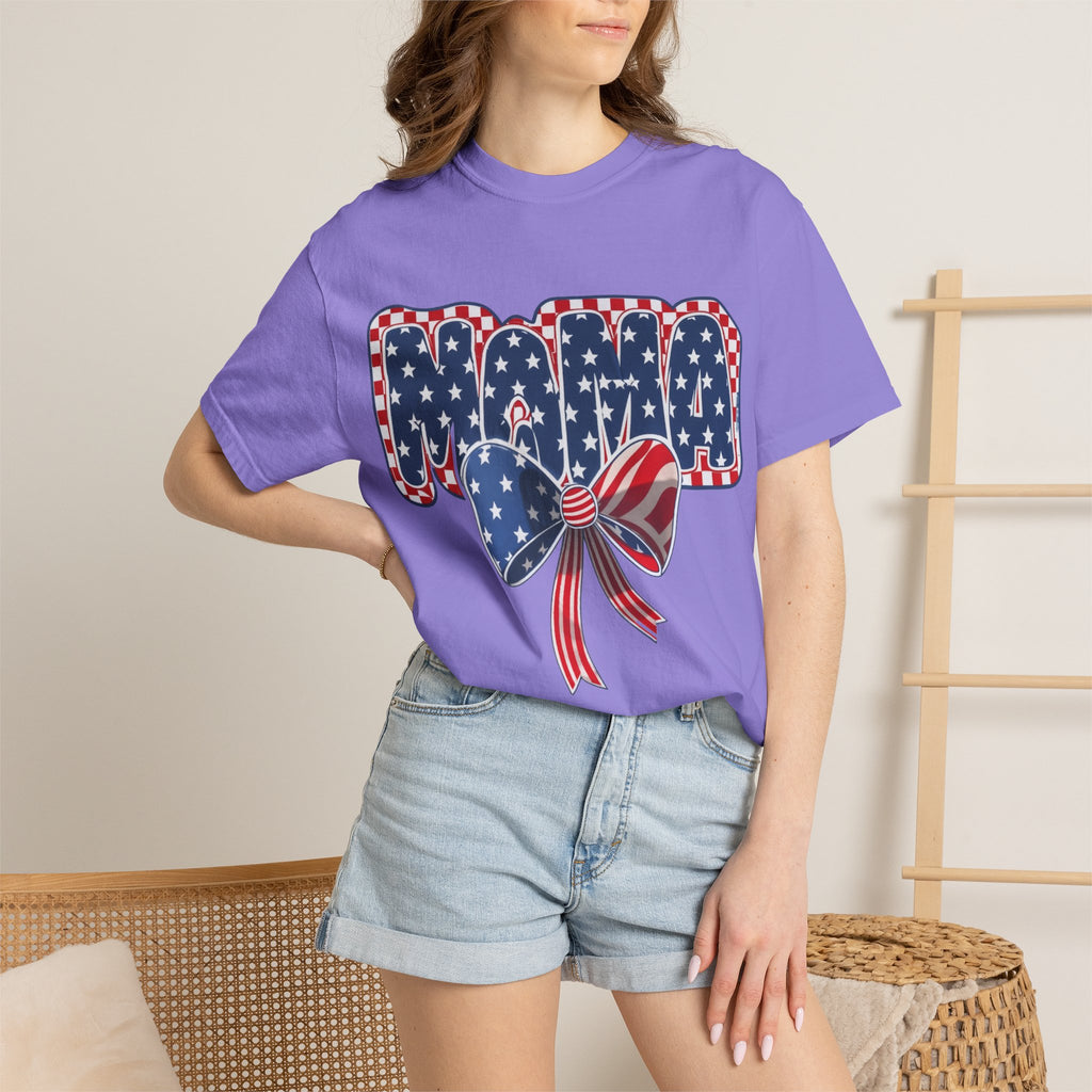 Mama Patriotic T-Shirt — American Flag Bow 4th of July Tee