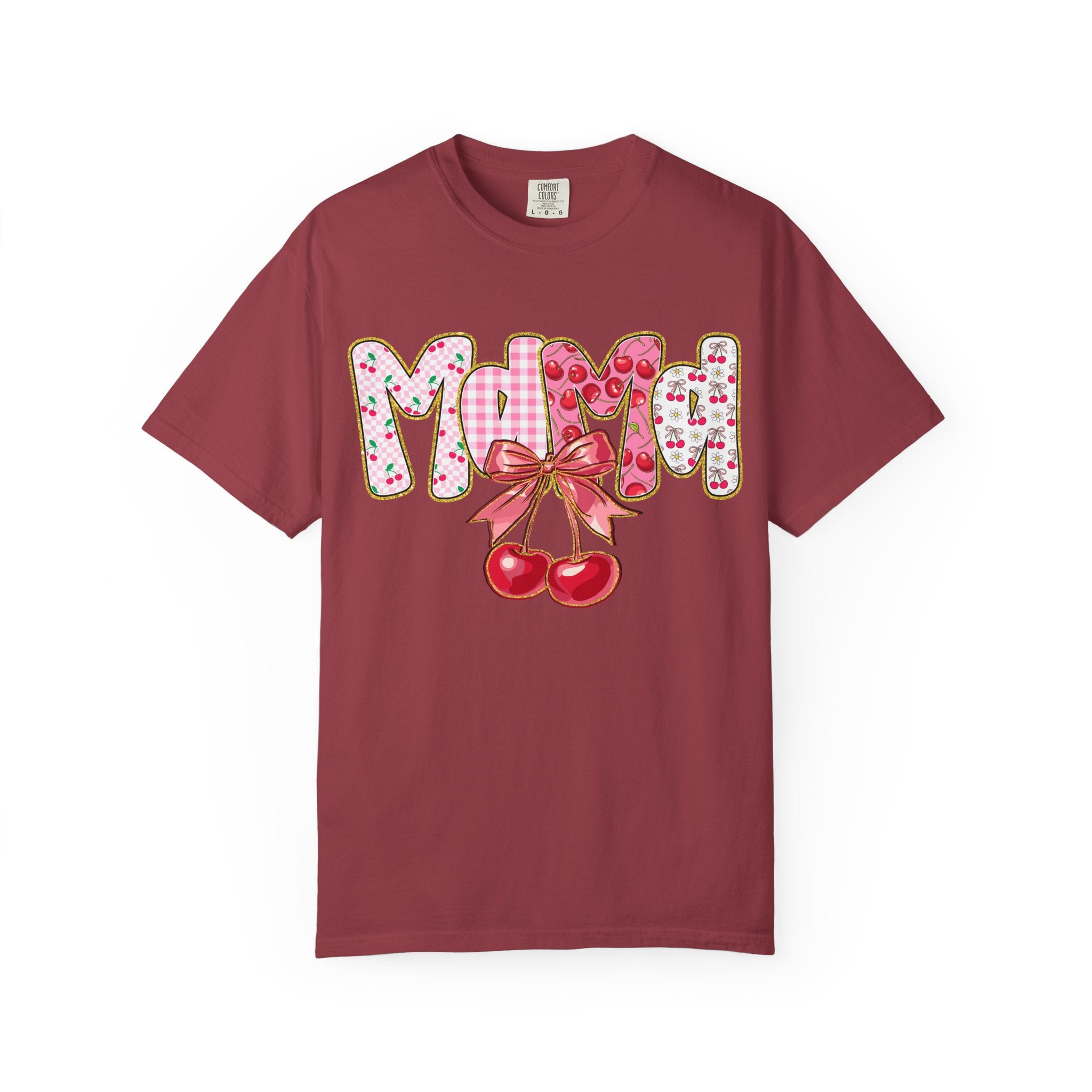 Mom Cherry Graphic T-Shirt — Cute Retro Cherry Bow Mother's Day Tee