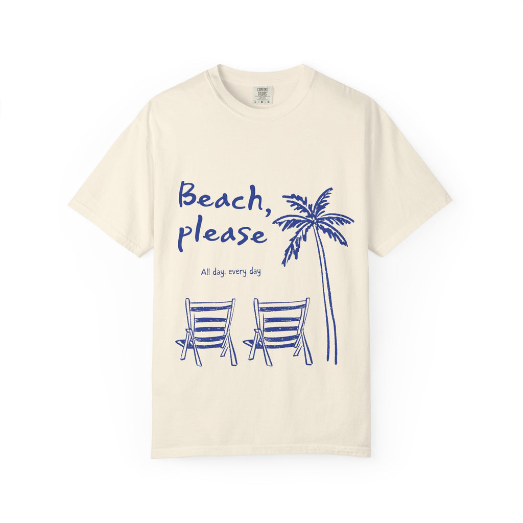 Beach Please T-Shirt — Palm Trees & Chairs Summer Tee