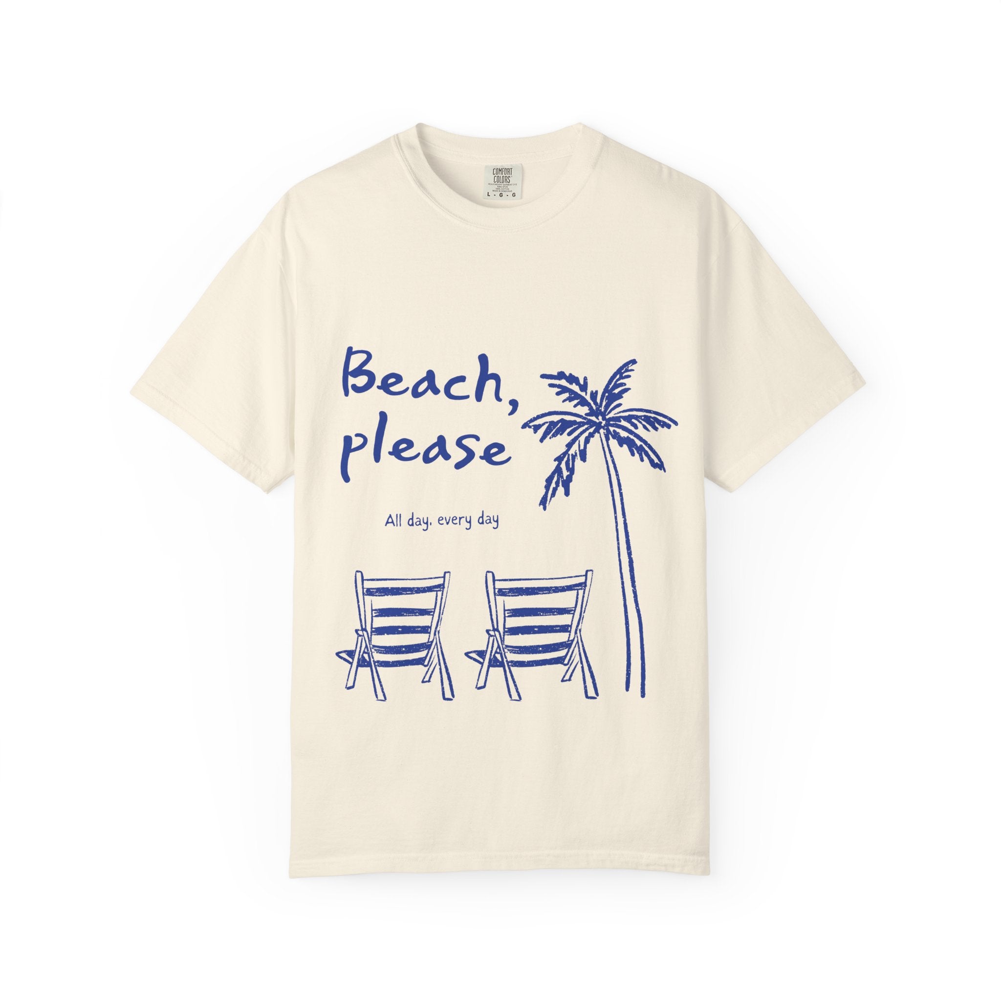 Beach Please T-Shirt — Palm Trees & Chairs Summer Tee
