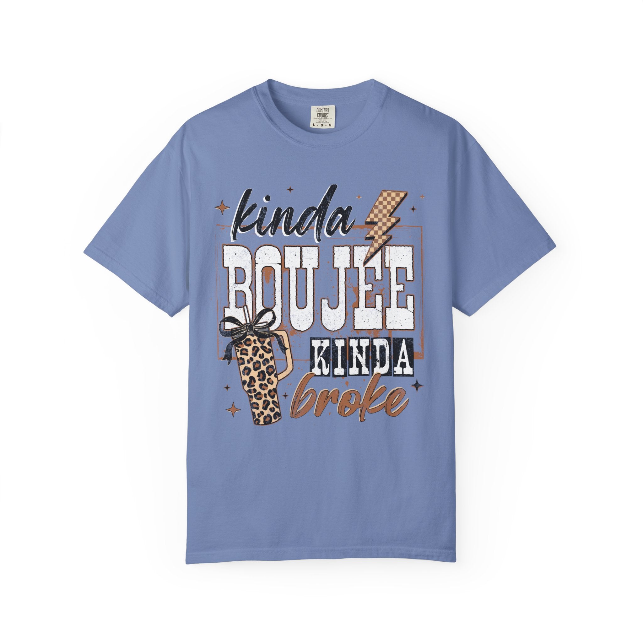 Kinda Boujee Kinda Broke T-shirt | Leopard Cup & Lightning Graphic