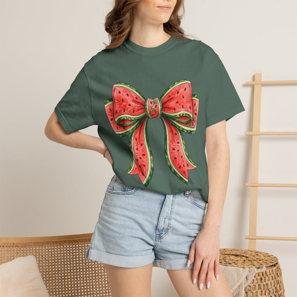 Watermelon Bow T-Shirt | Summer Fruit Graphic