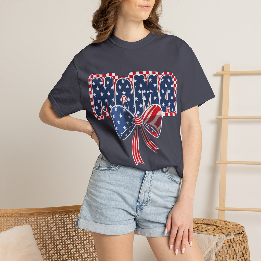 Mama Patriotic T-Shirt — American Flag Bow 4th of July Tee